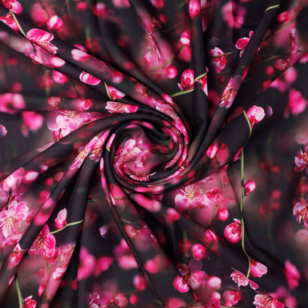 Classy and Attractive Pink Floral Digital Printed Rayon Fabric
