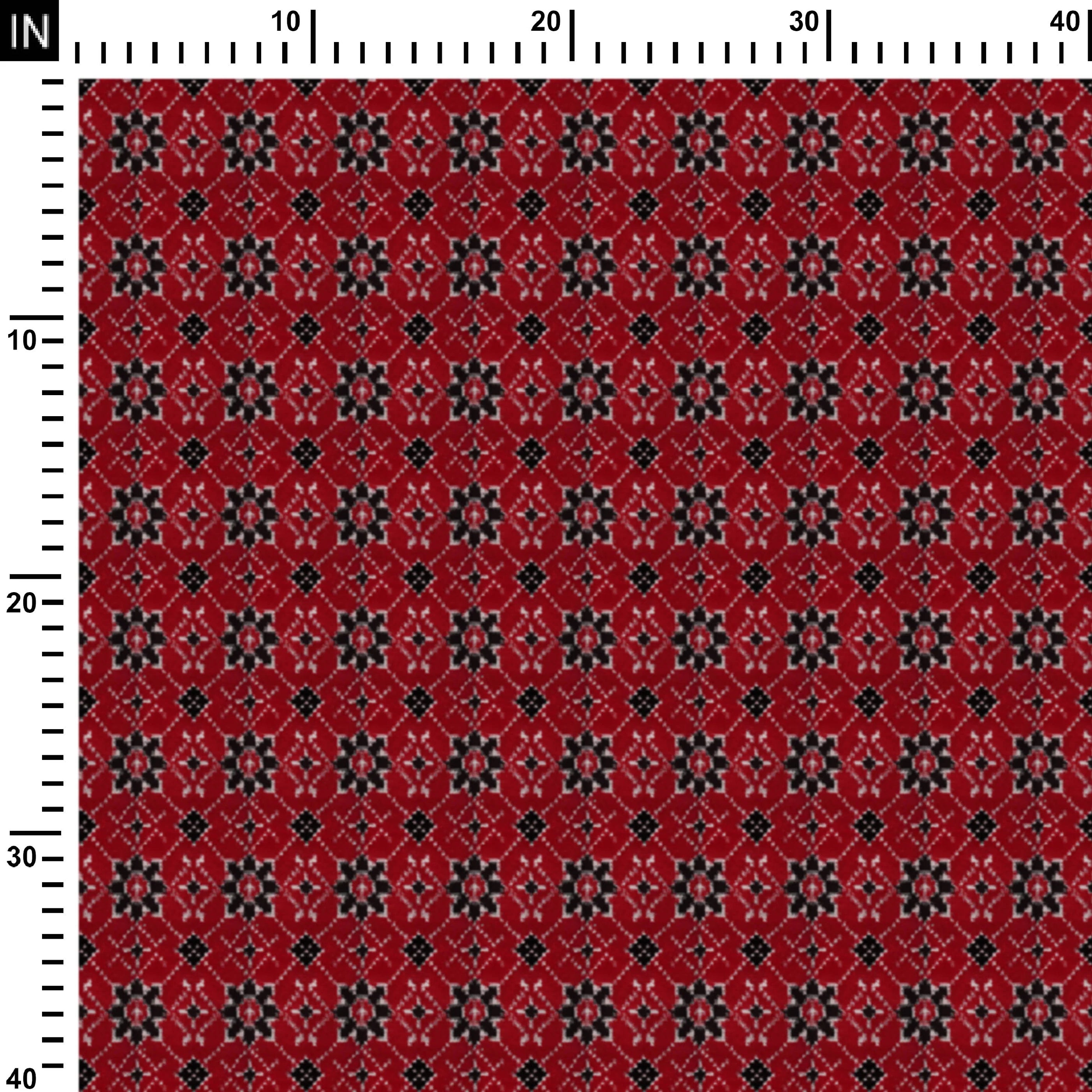 Red and black champally ikat