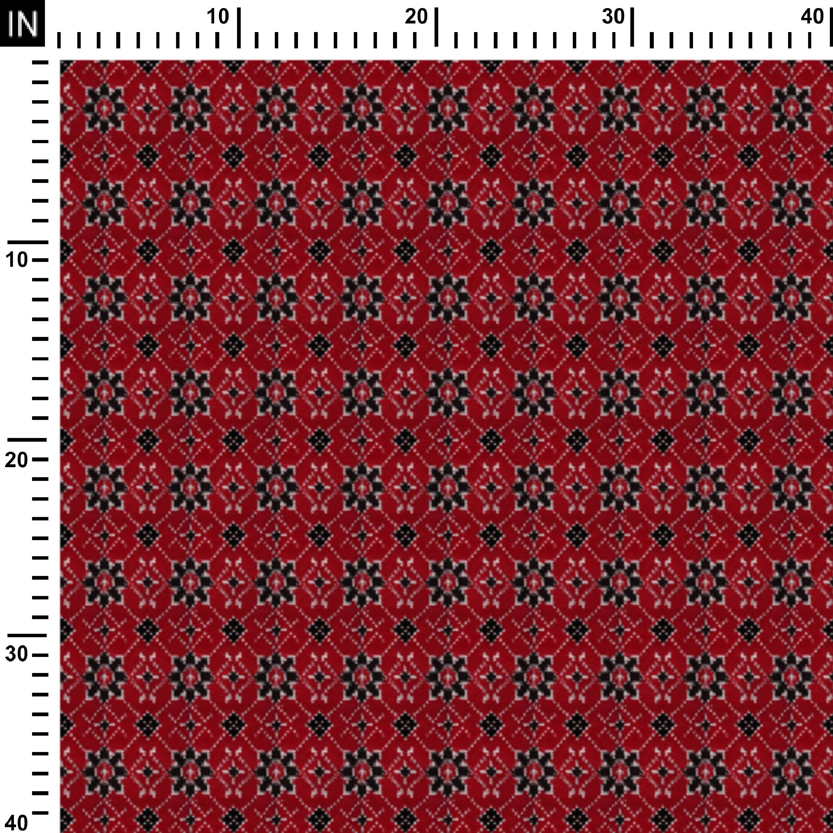 Red and black champally ikat