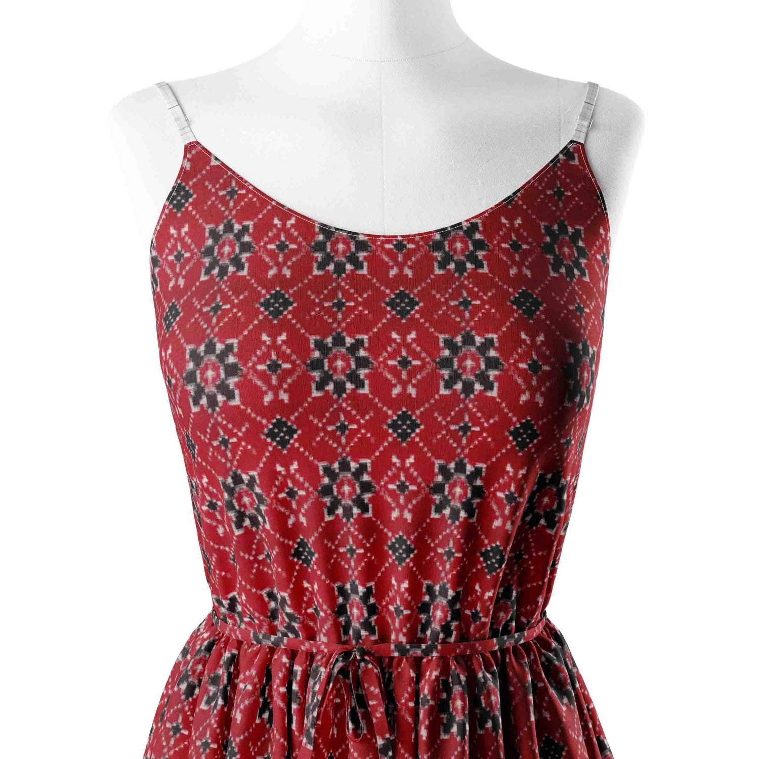 Red and black champally ikat