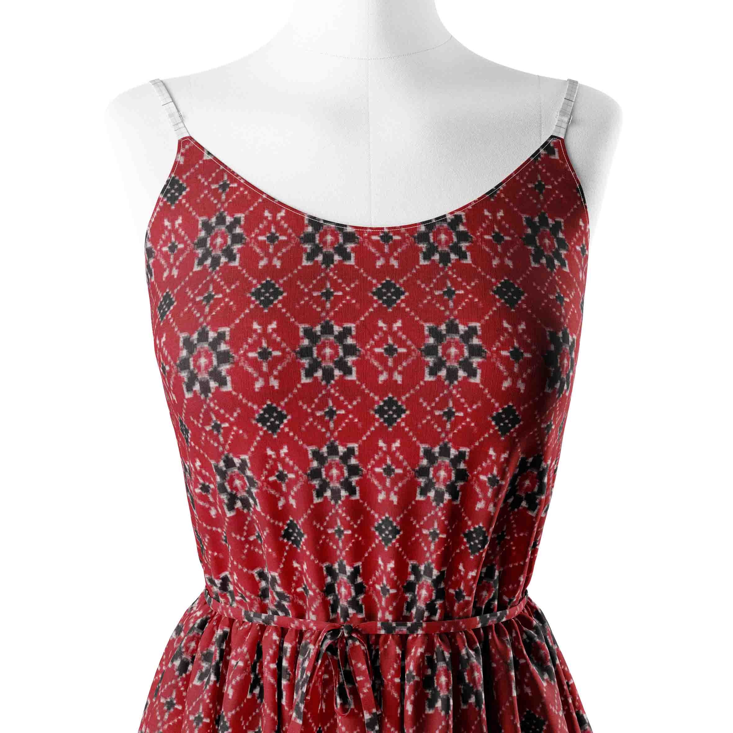 Red and black champally ikat
