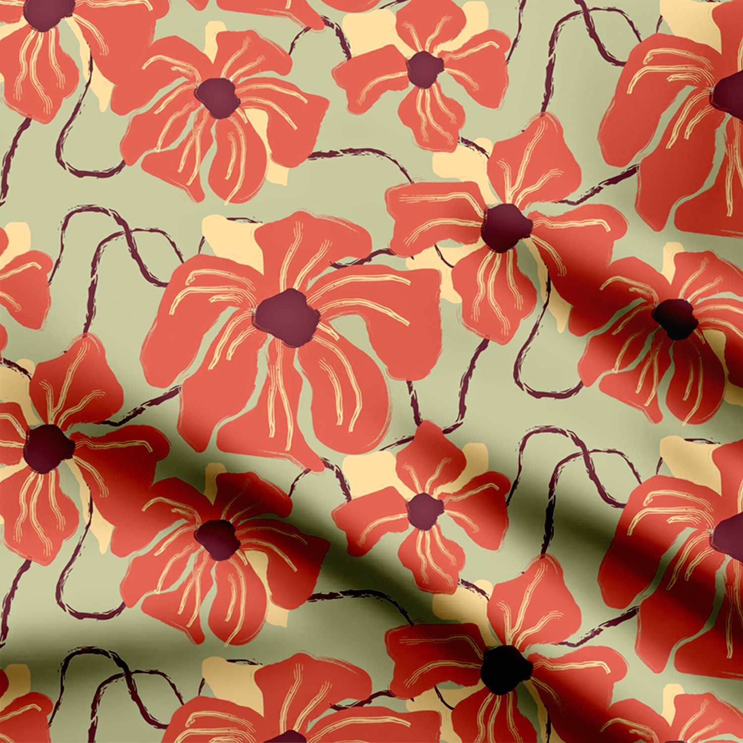 Poppy Pattern Mural