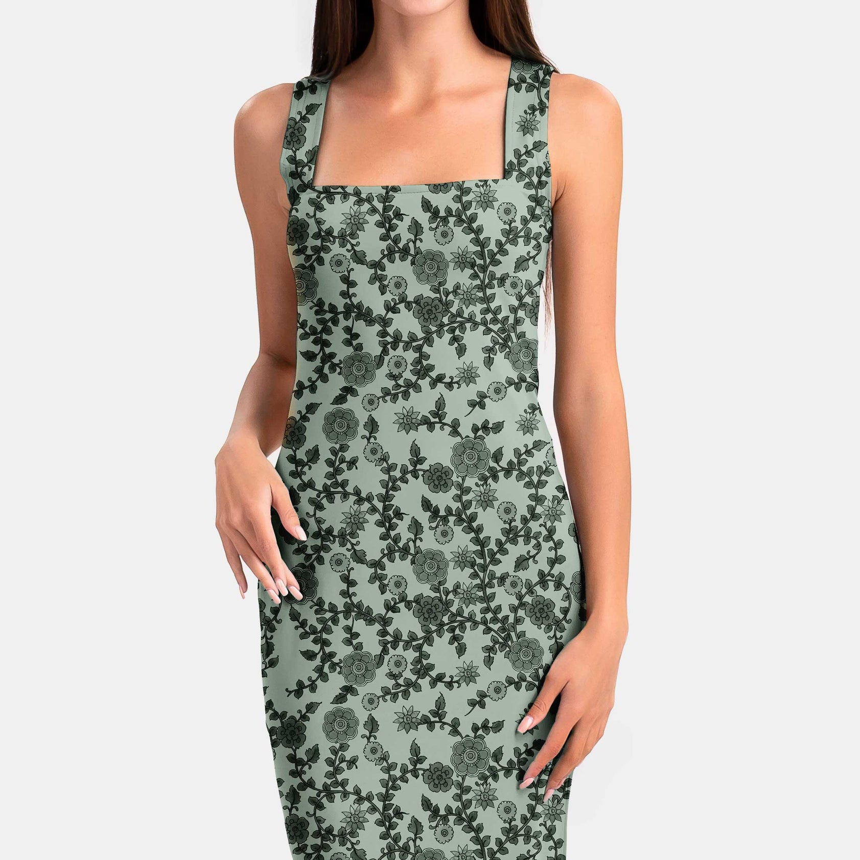 टील मैजिक पीकॉक कलमकारी प्रिंट फ़ैब्रिक