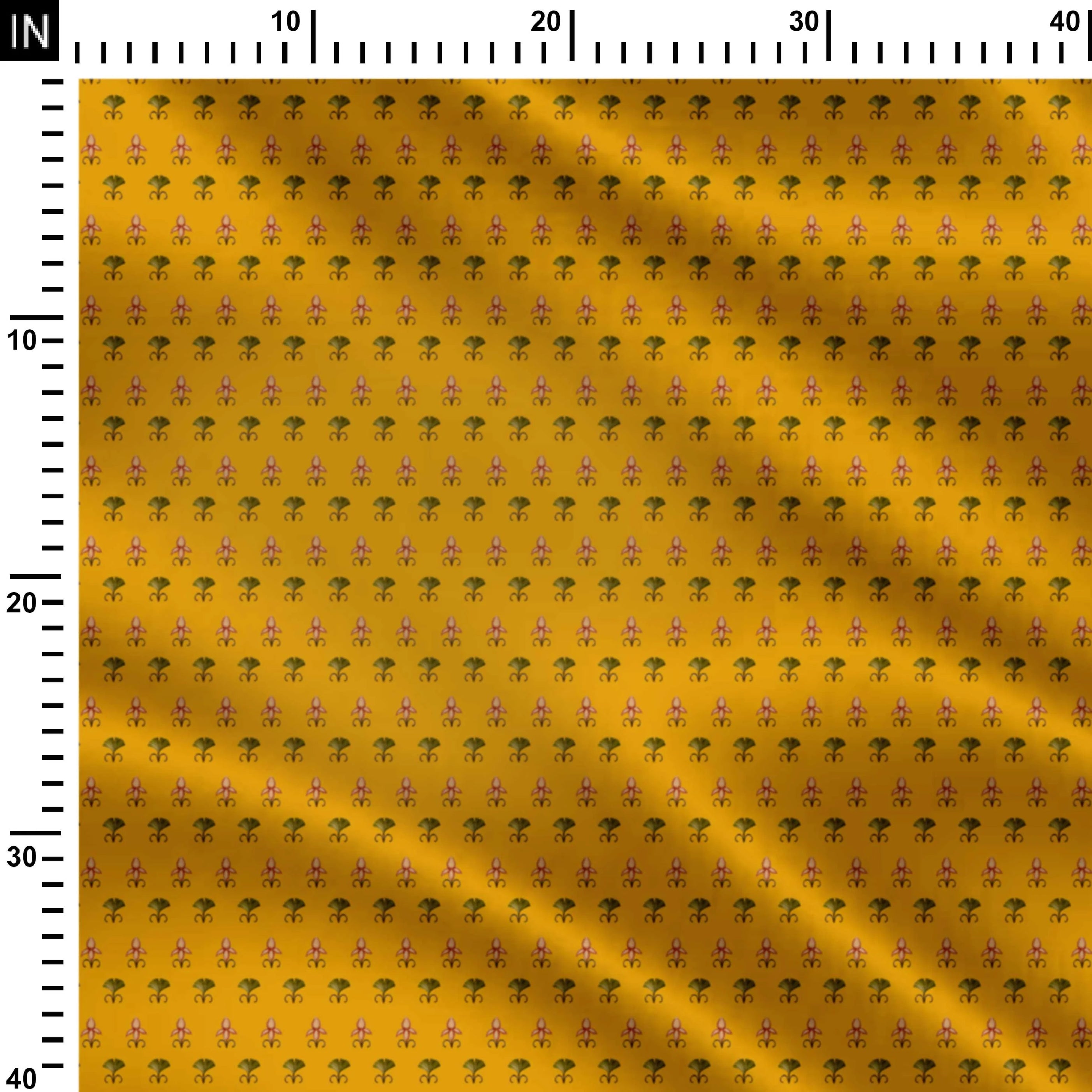 Yellow Bloomique Pichwai Print Fabric