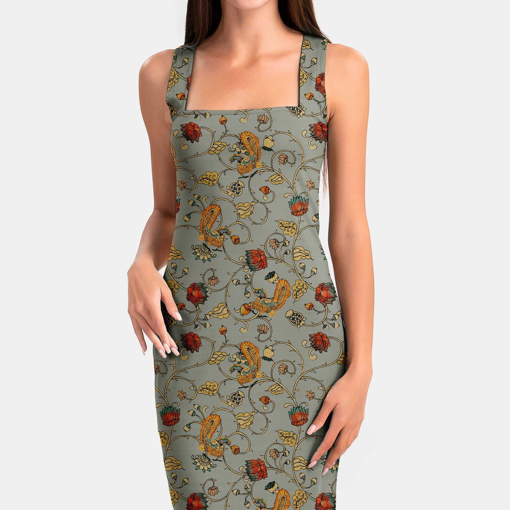 Peacock & Lotus Harmony Print Fabric