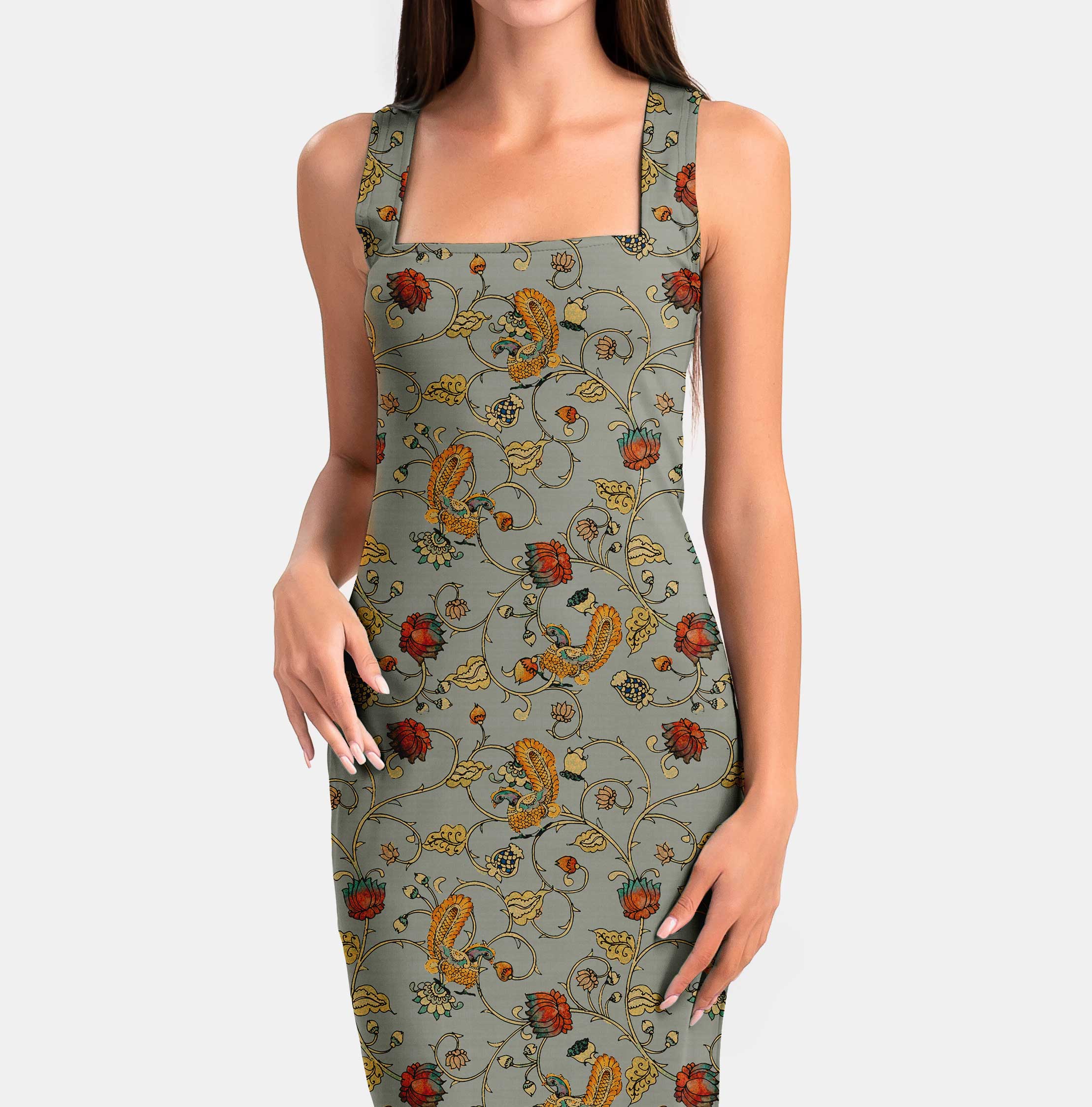 Peacock & Lotus Harmony Print Fabric
