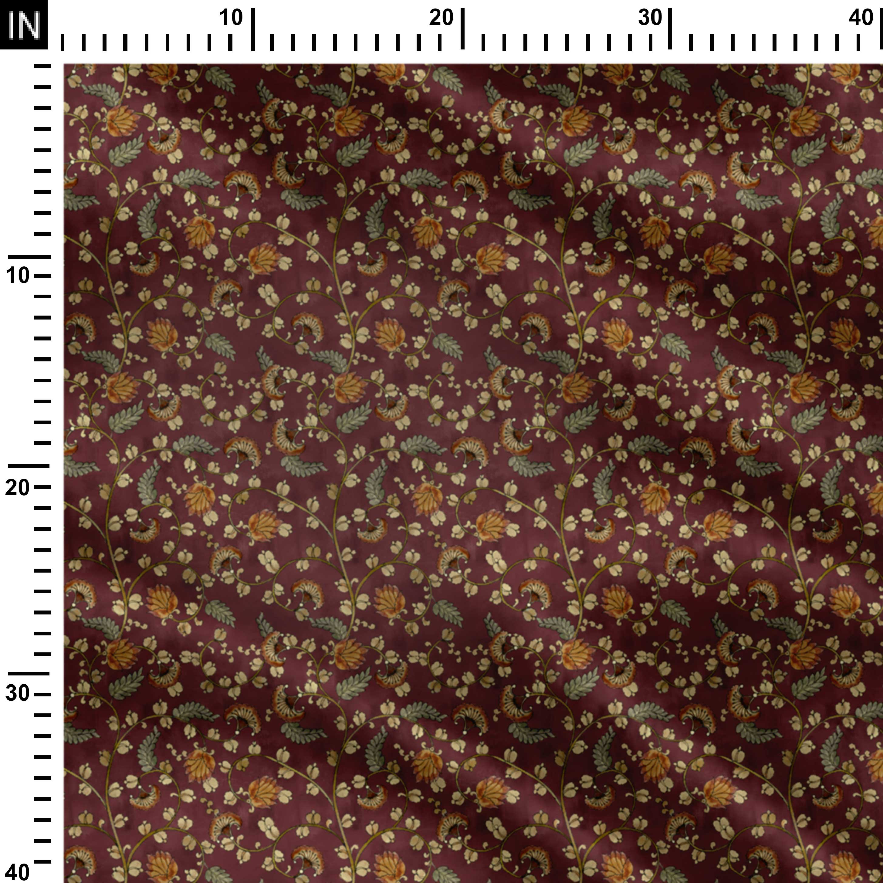 Maroon Chintz Kalamkari Print Fabric