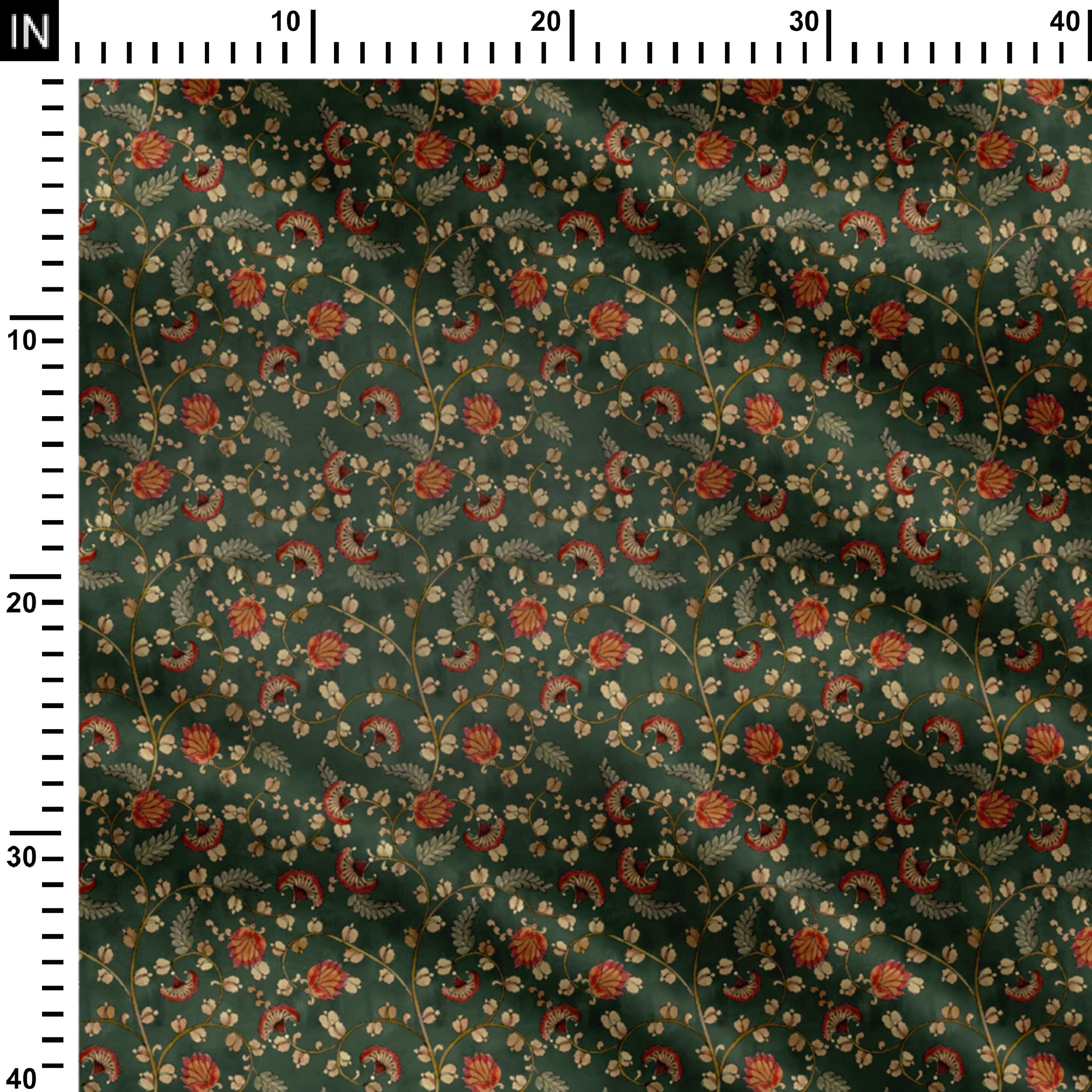 Green Chintz KalamkariPrint Fabric