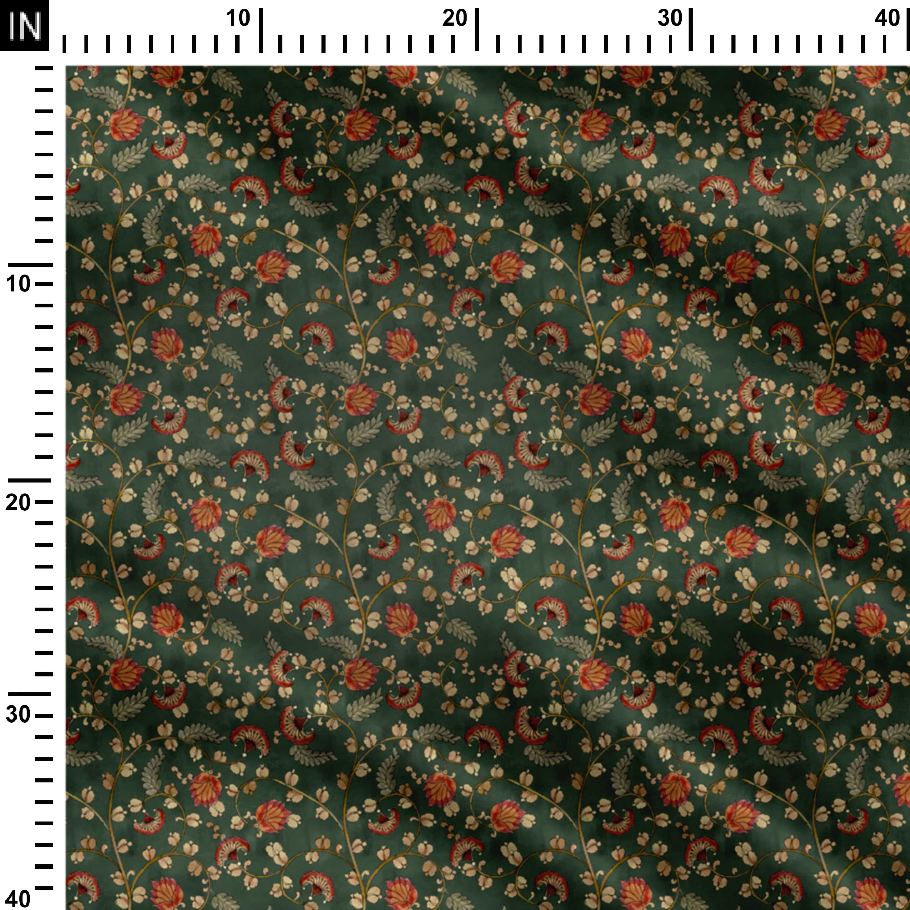 Green Chintz KalamkariPrint Fabric
