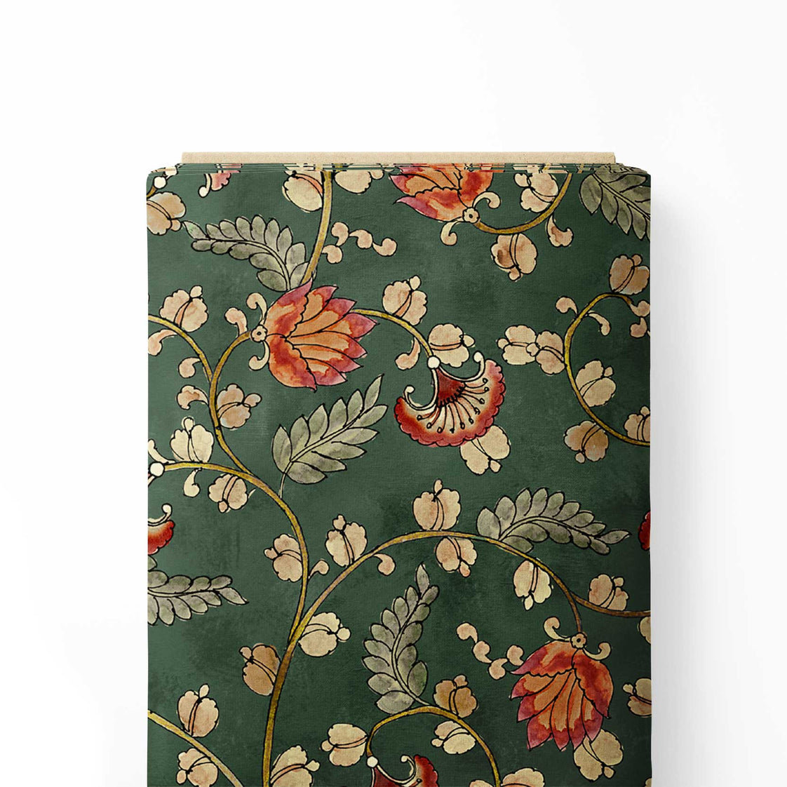 Green Chintz KalamkariPrint Fabric