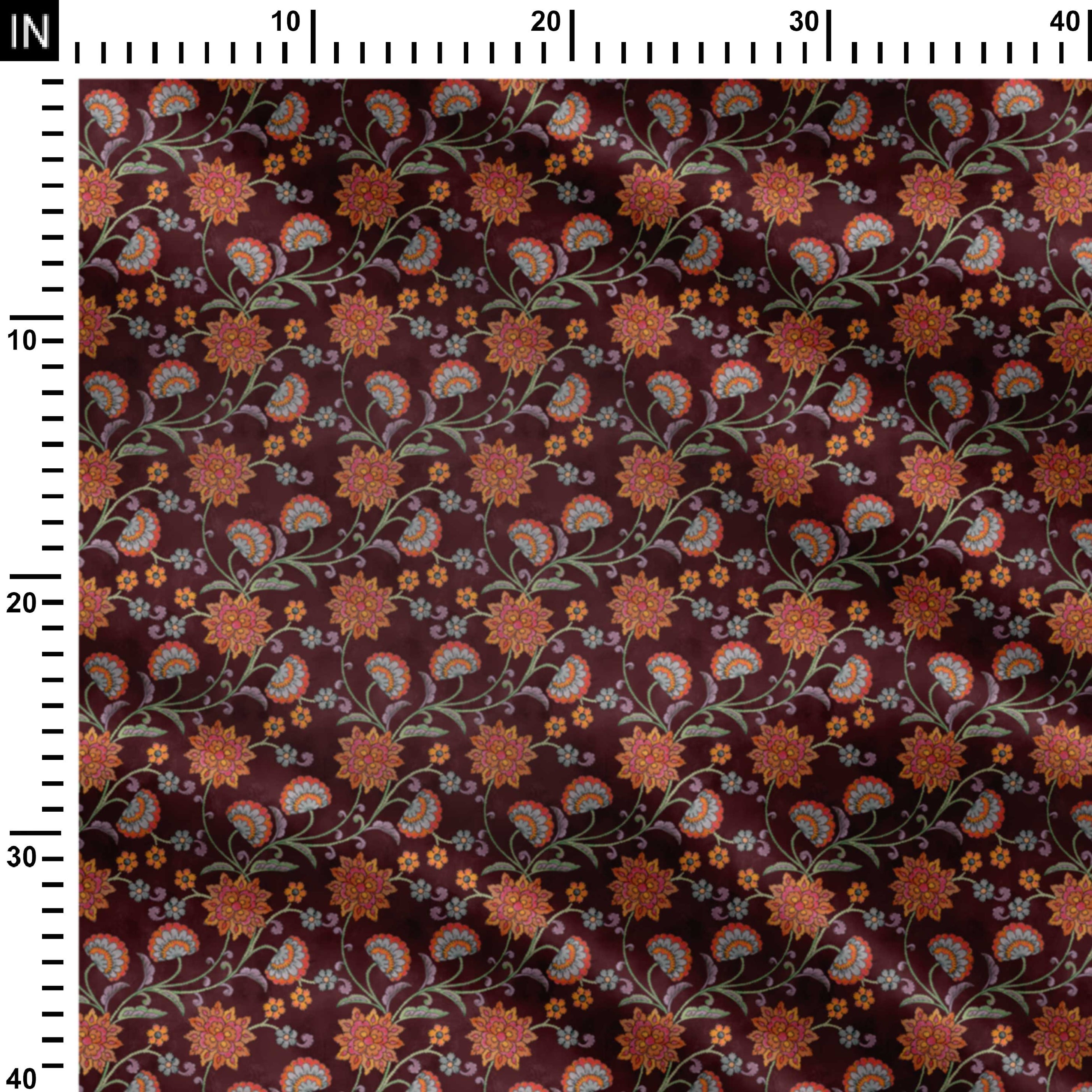 Royal Orange Kalamkari Print Fabric