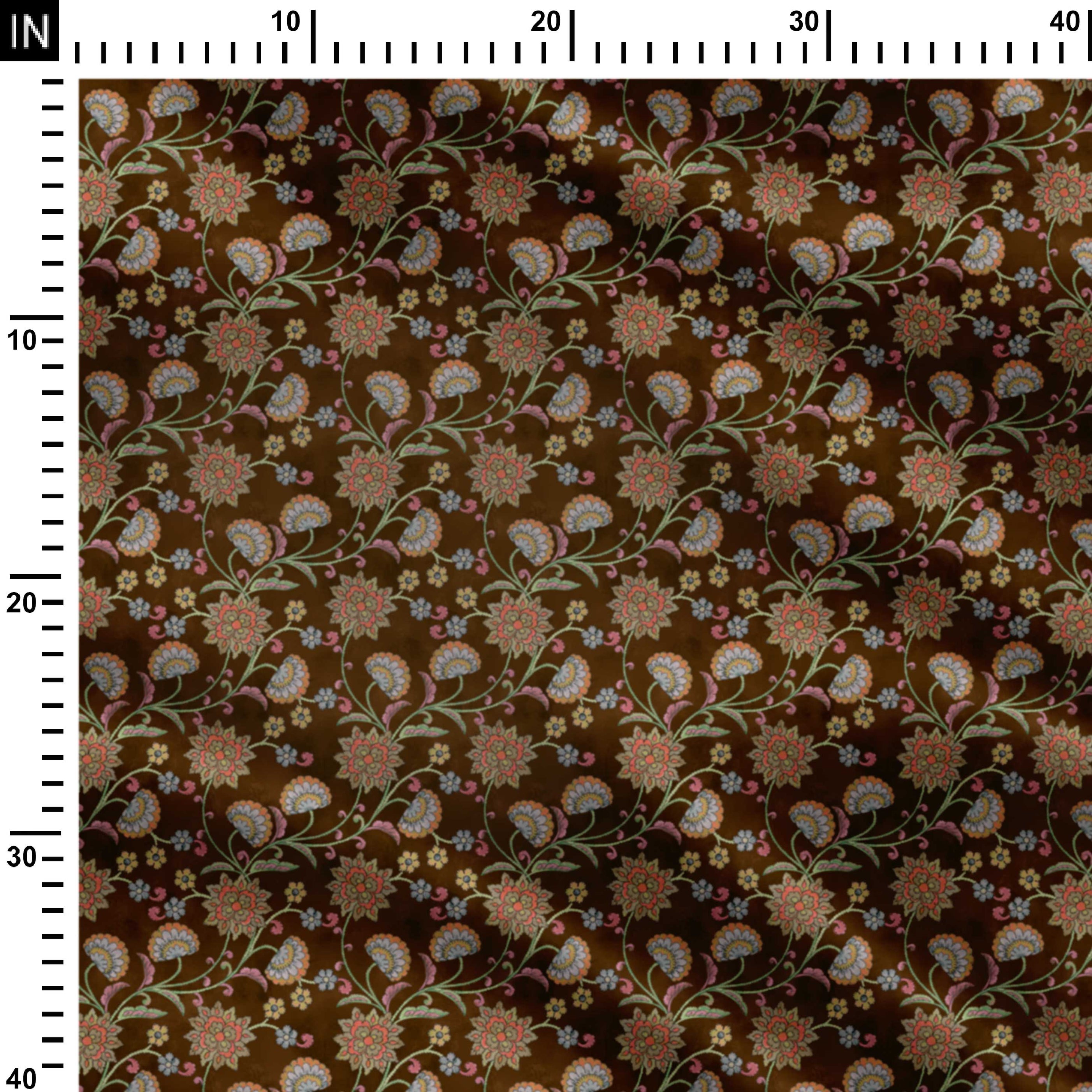 Royal Brown Kalamkari Print Fabric