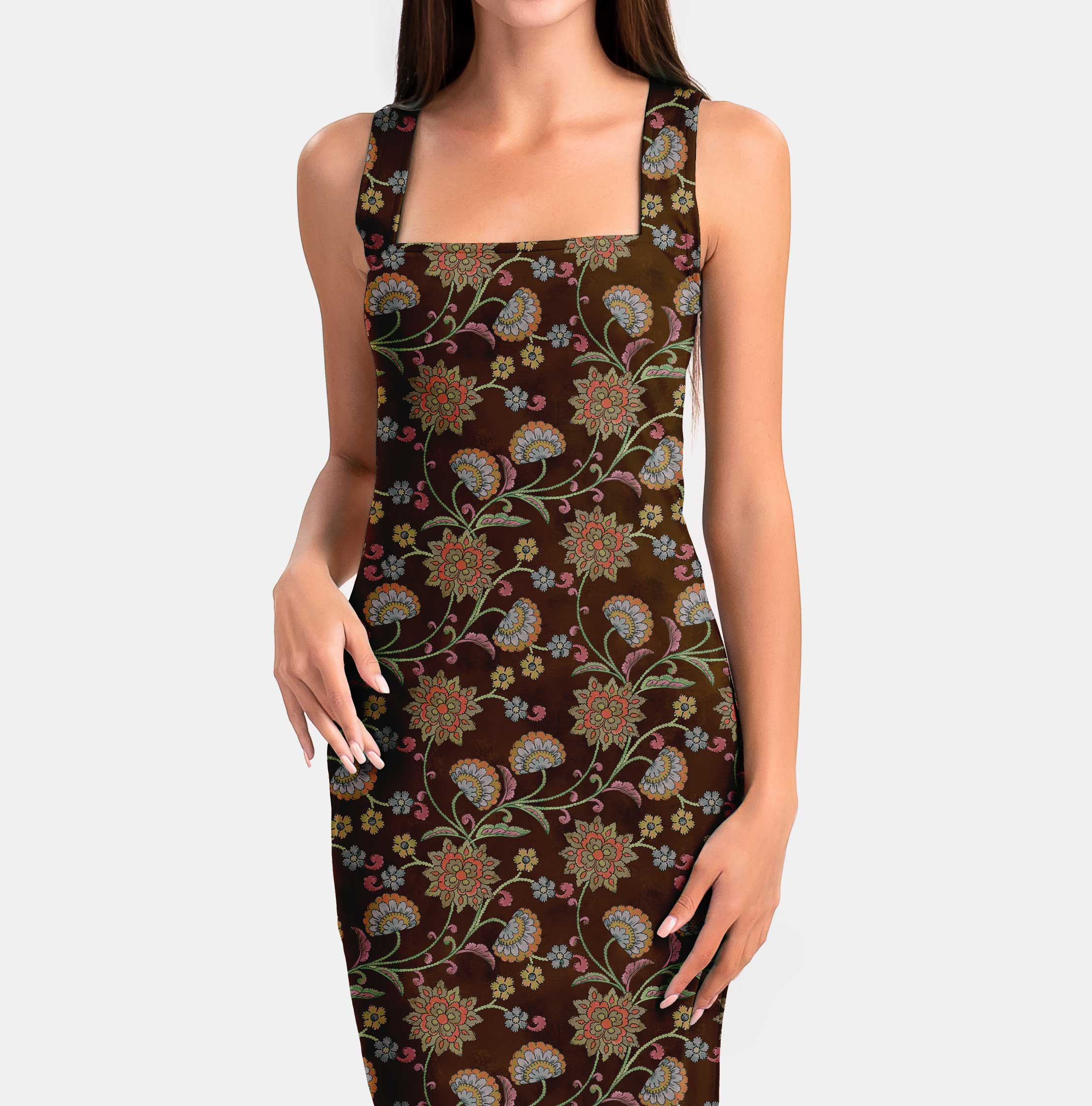 Royal Brown Kalamkari Print Fabric