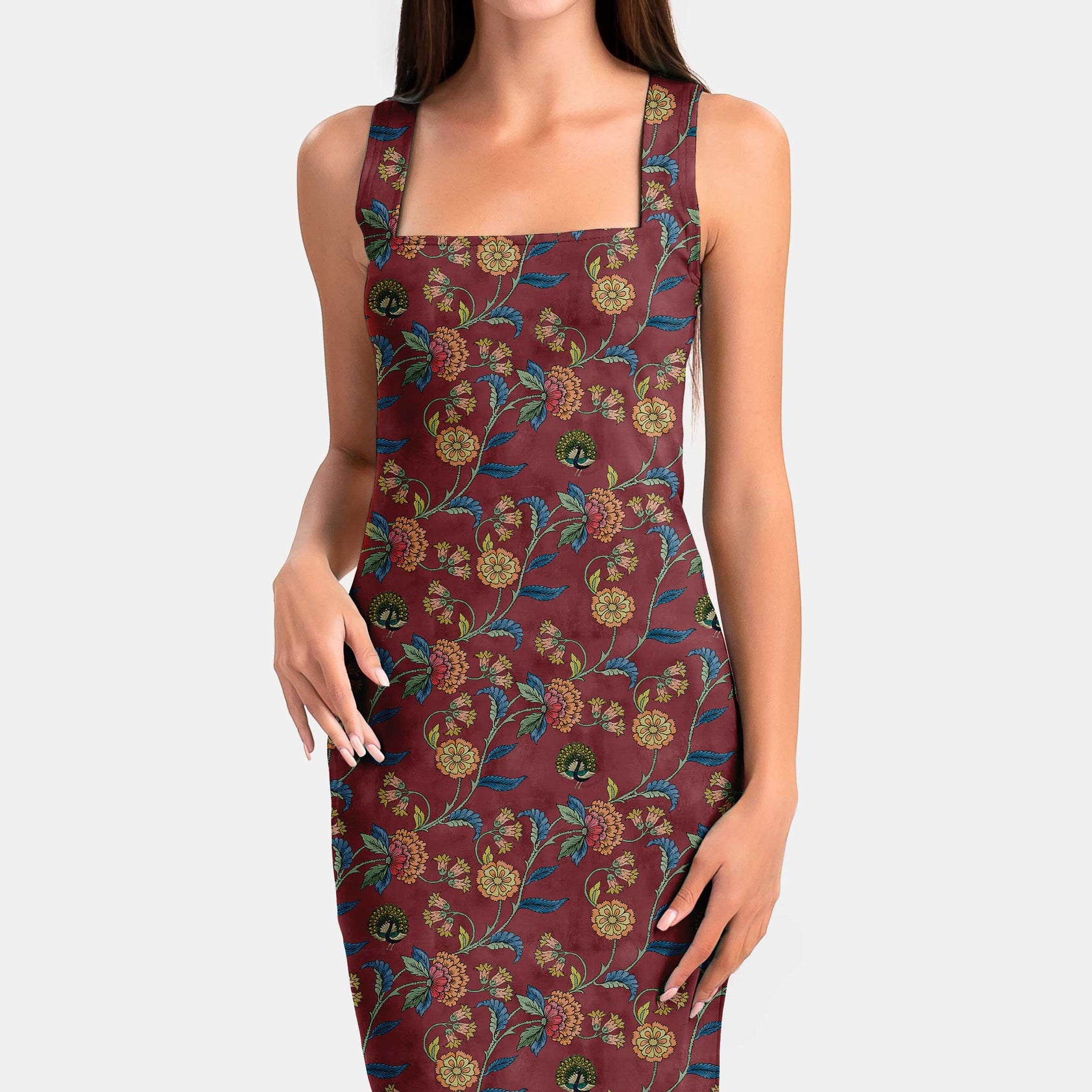 Royal Maroon Kalamkari Print Fabric