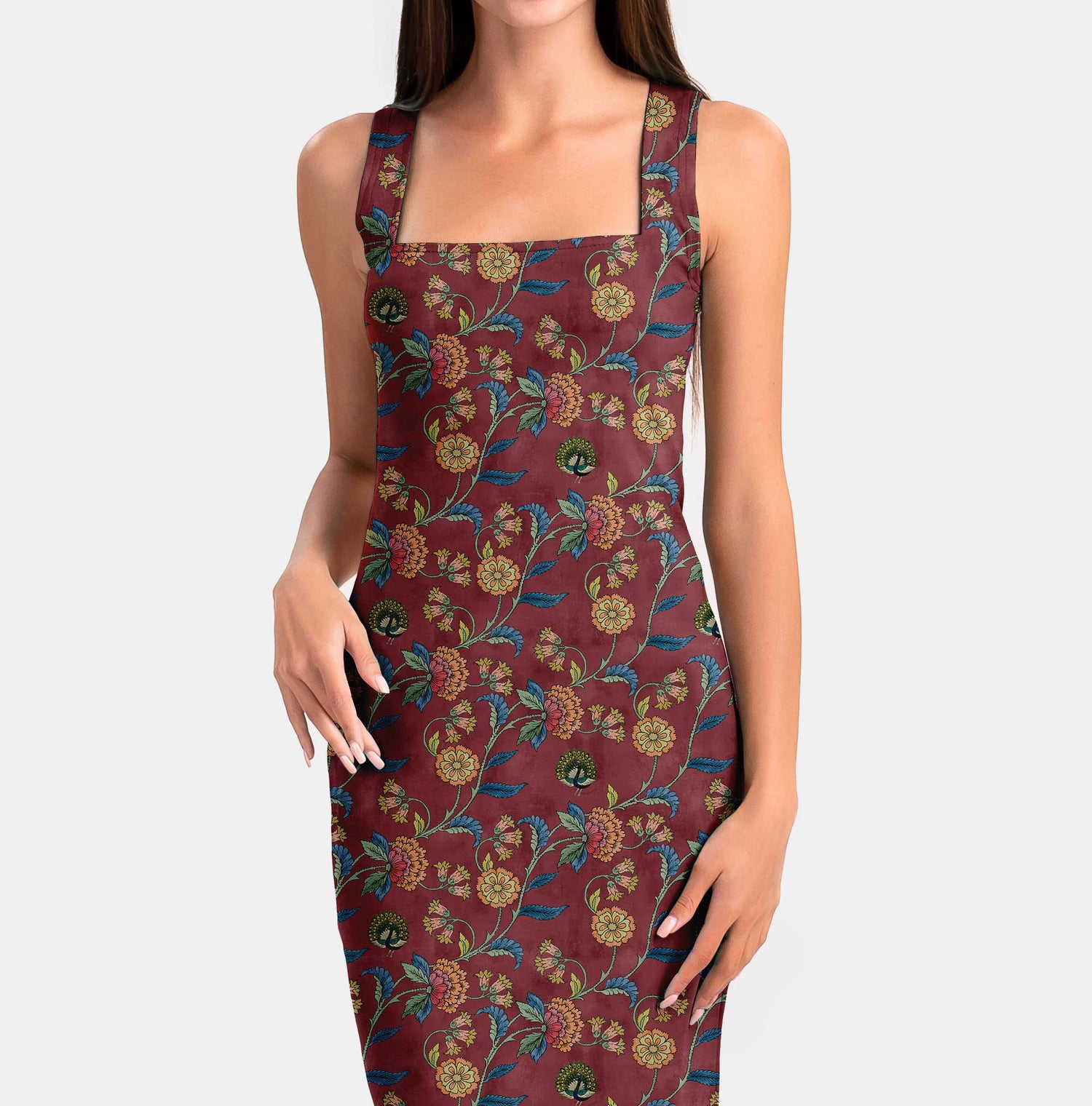 Royal Maroon Kalamkari Print Fabric