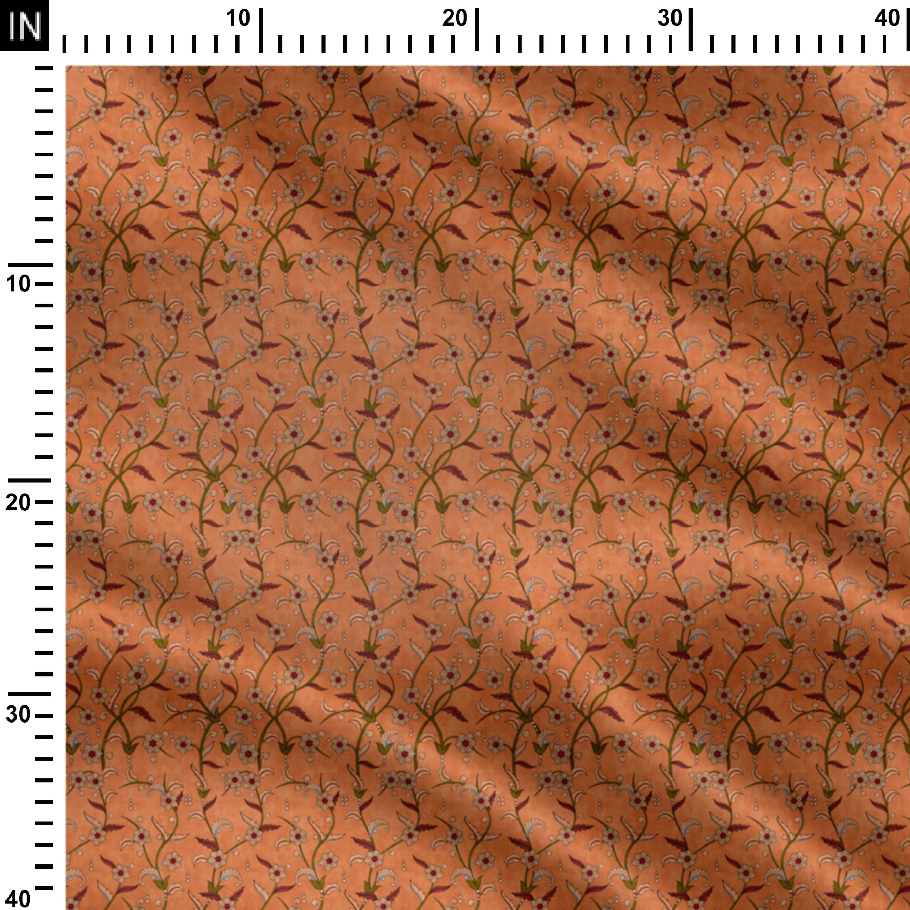 Հանգիստ Orange Kalamkari Print Fabric