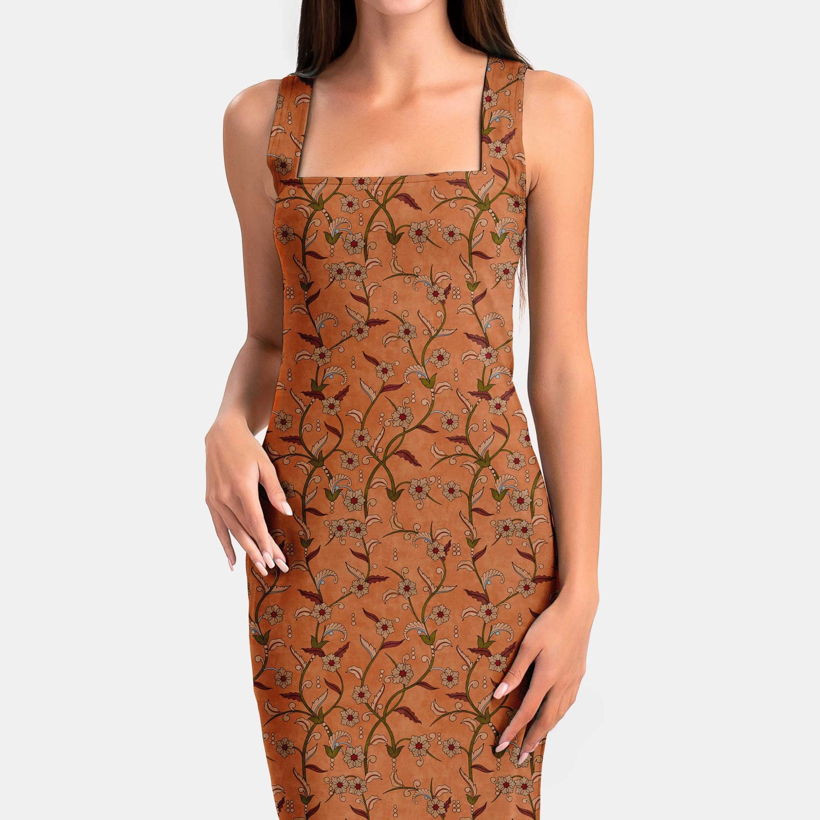 Հանգիստ Orange Kalamkari Print Fabric