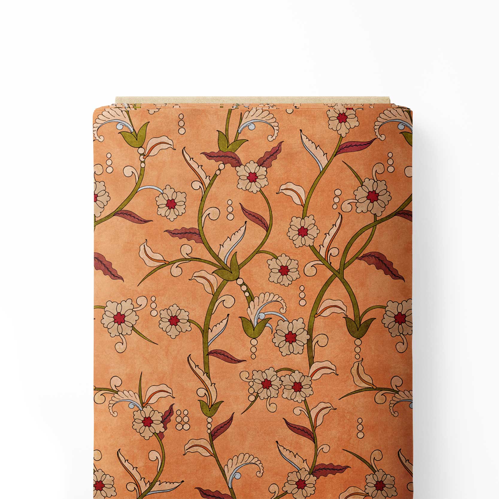 Հանգիստ Orange Kalamkari Print Fabric