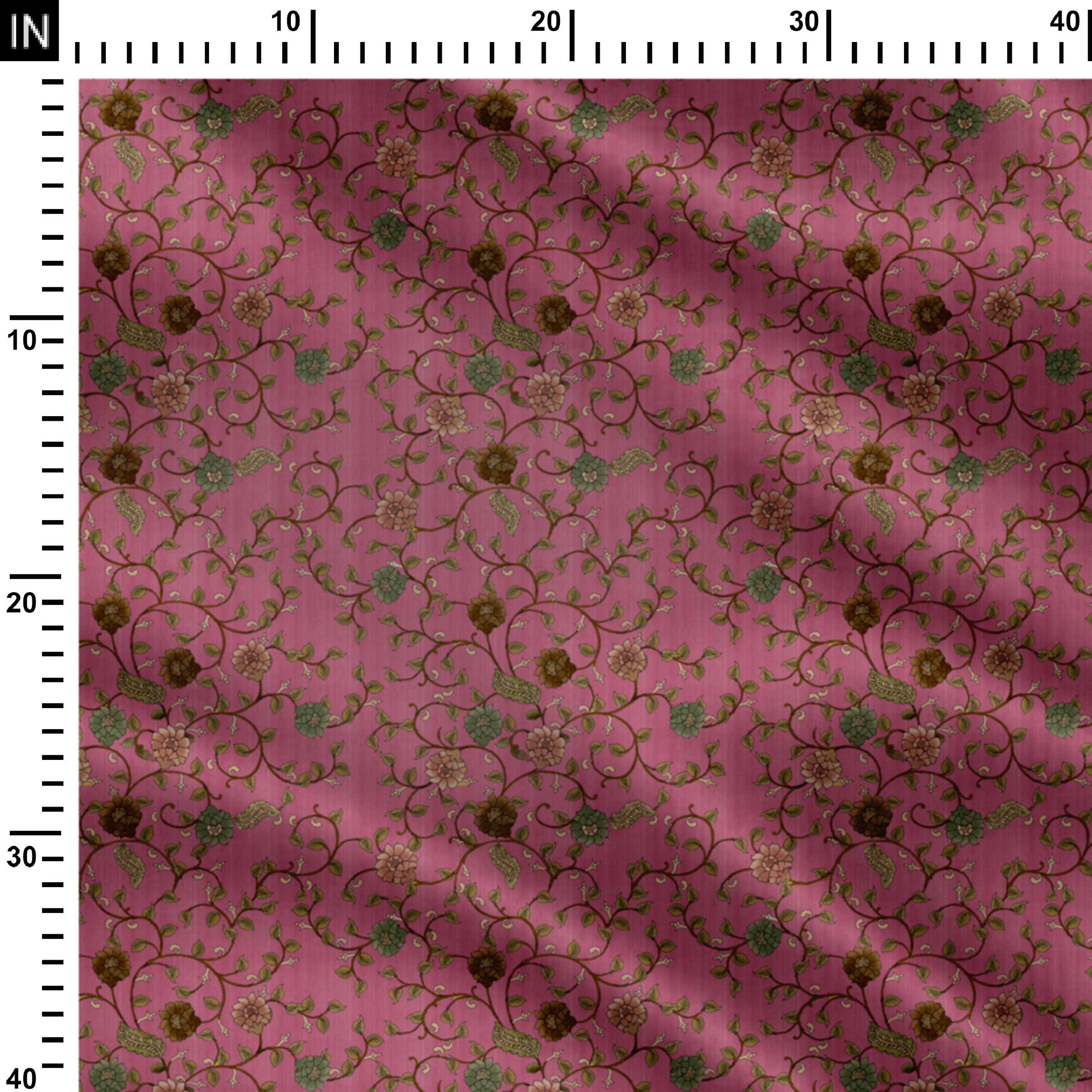 Poetry Lullaby Pink Kalamkari Print Fabric