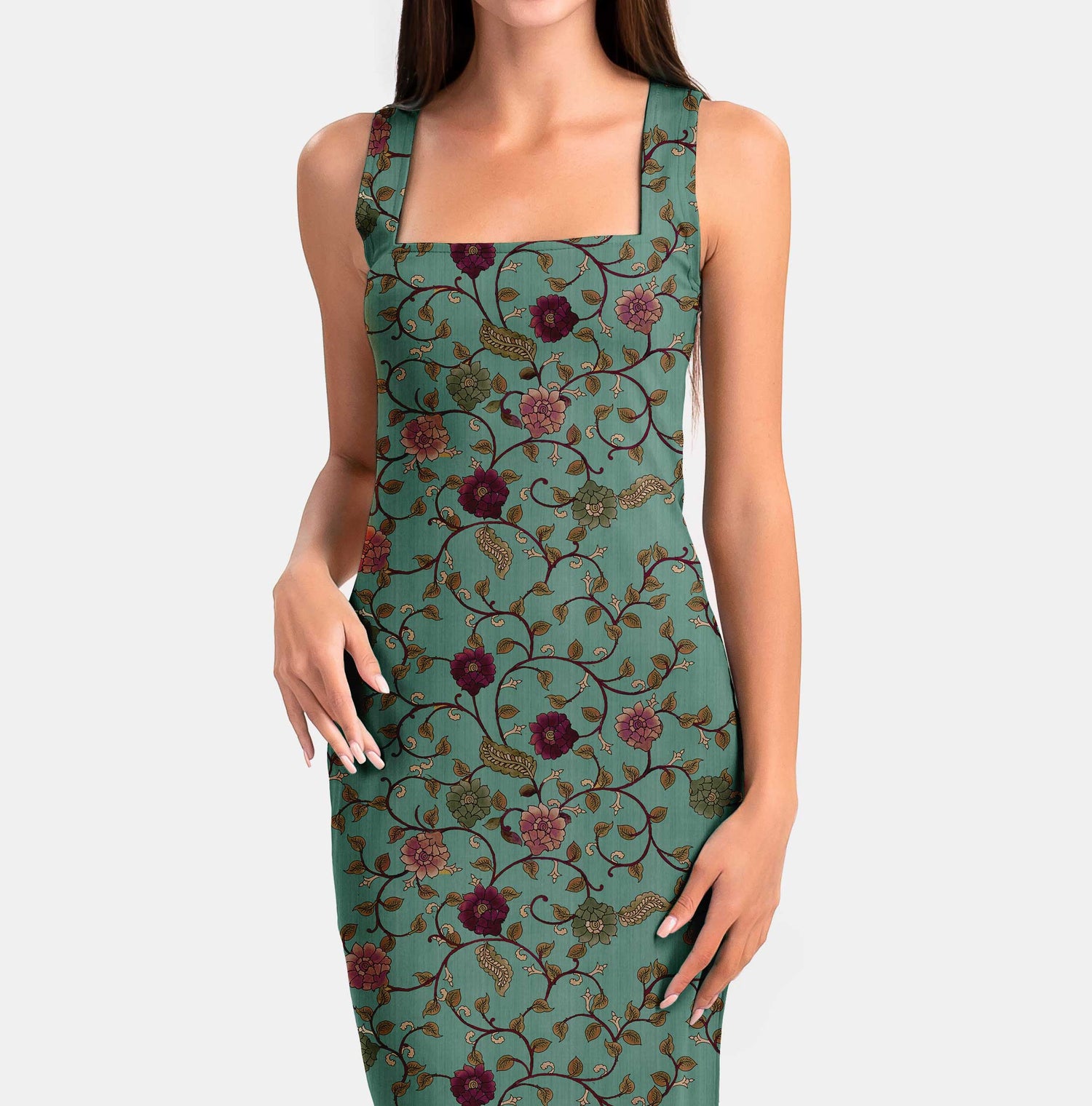 Poetry Lullaby Green Kalamkari Print Fabric