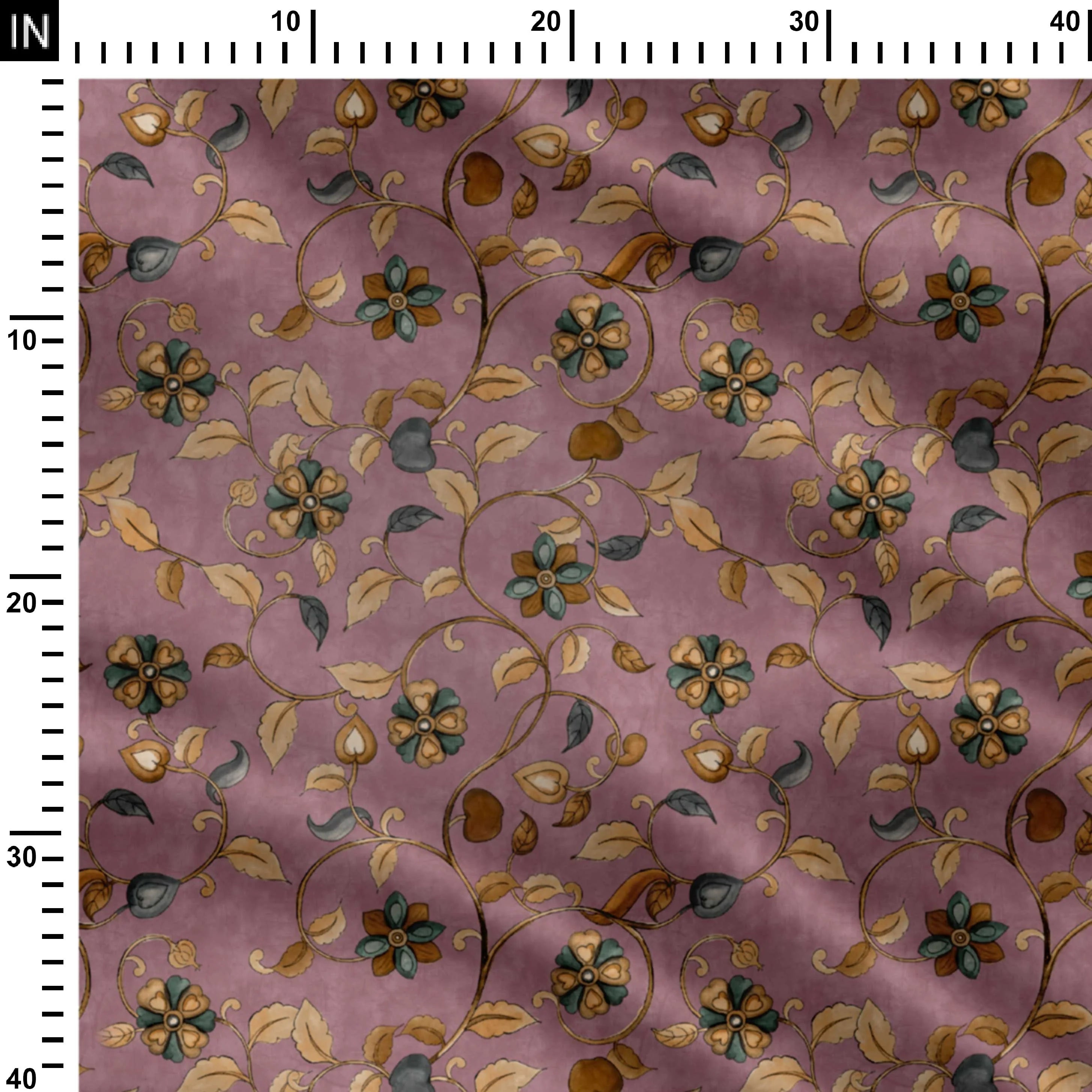Peach Elegant Flower Print Fabric