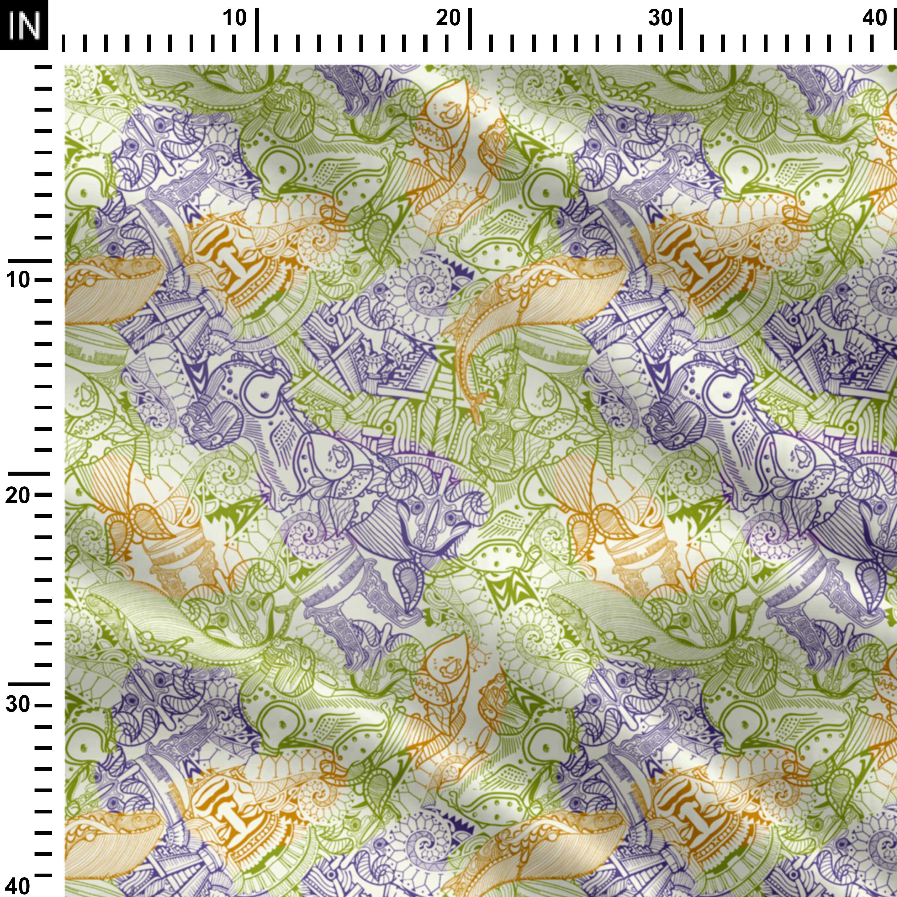 Green Doodle Print Fabric