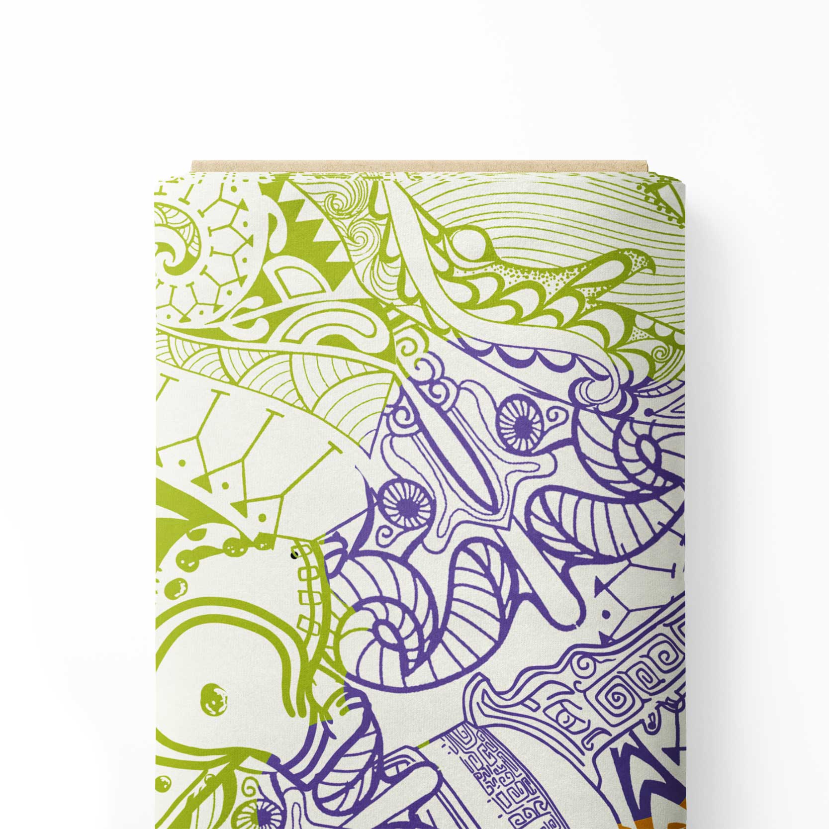 Green Doodle Print Fabric