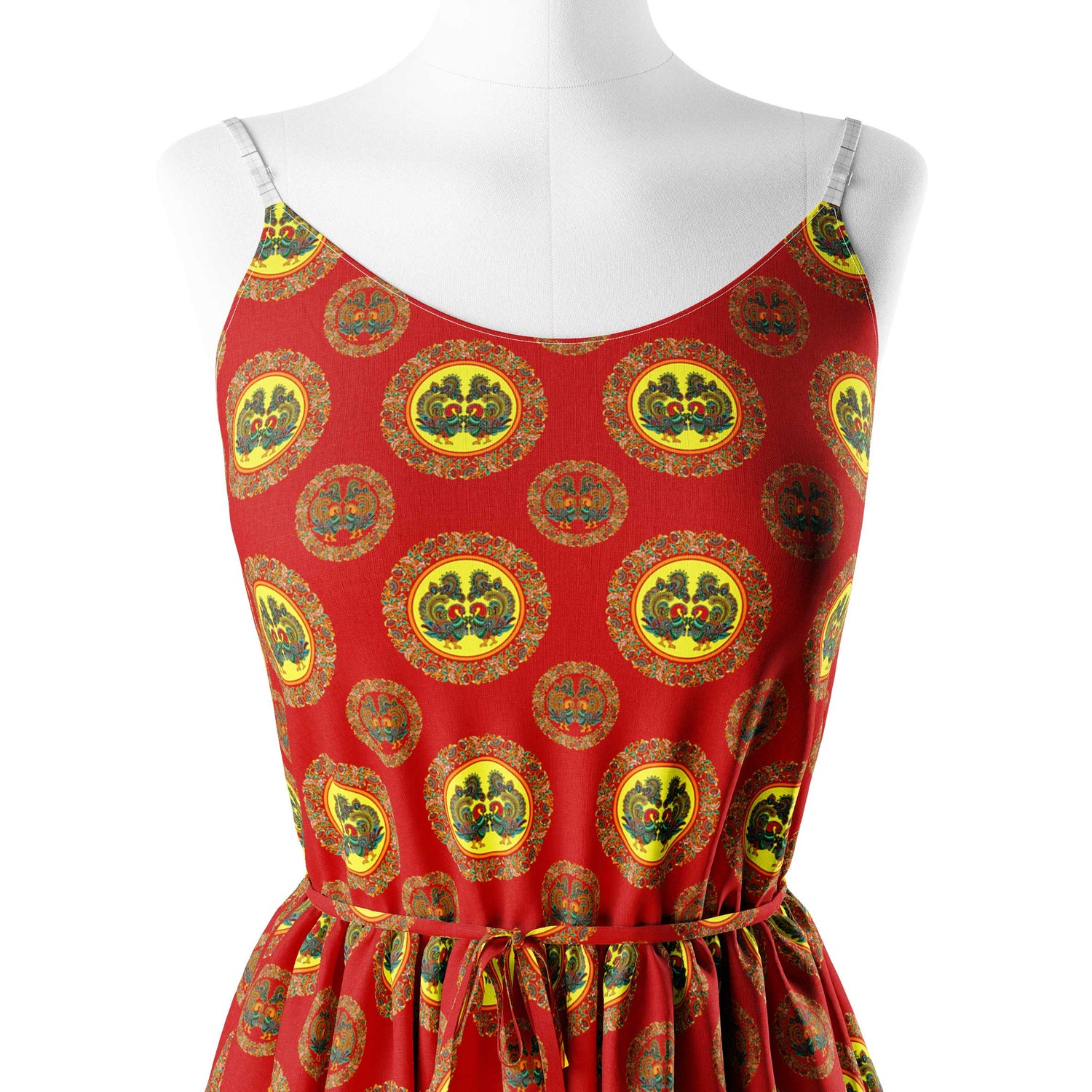 KALAMKARI Peacock Florals - Rouge