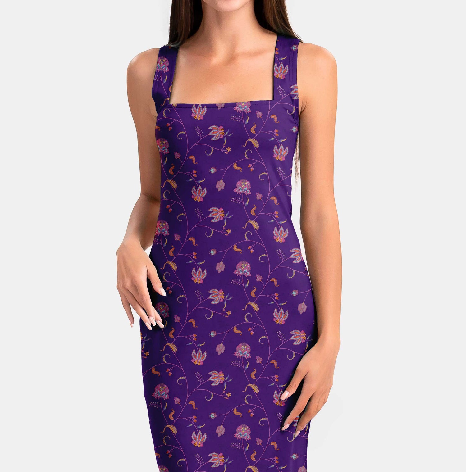 Purple floral chintz