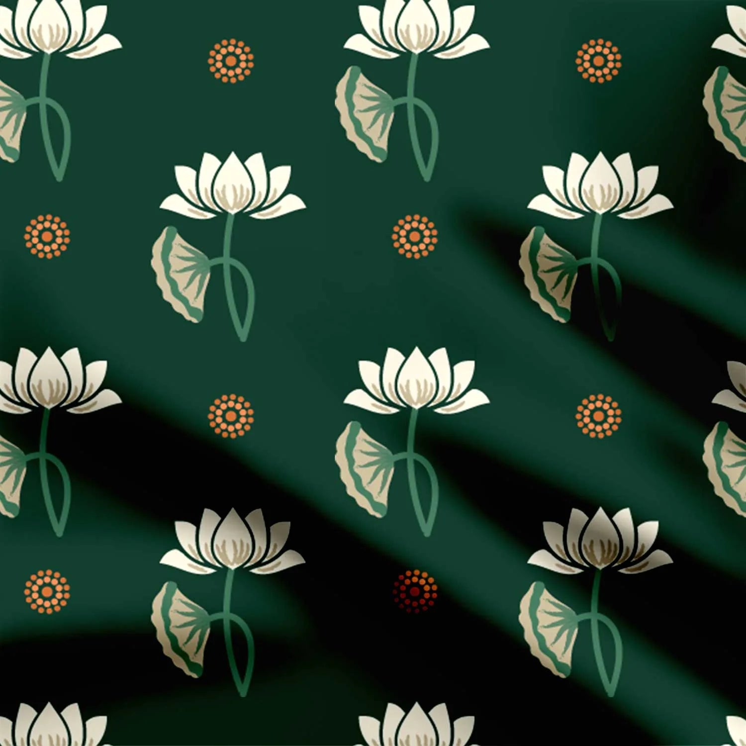 Pichwai Neutral Lotus in Bottle Green