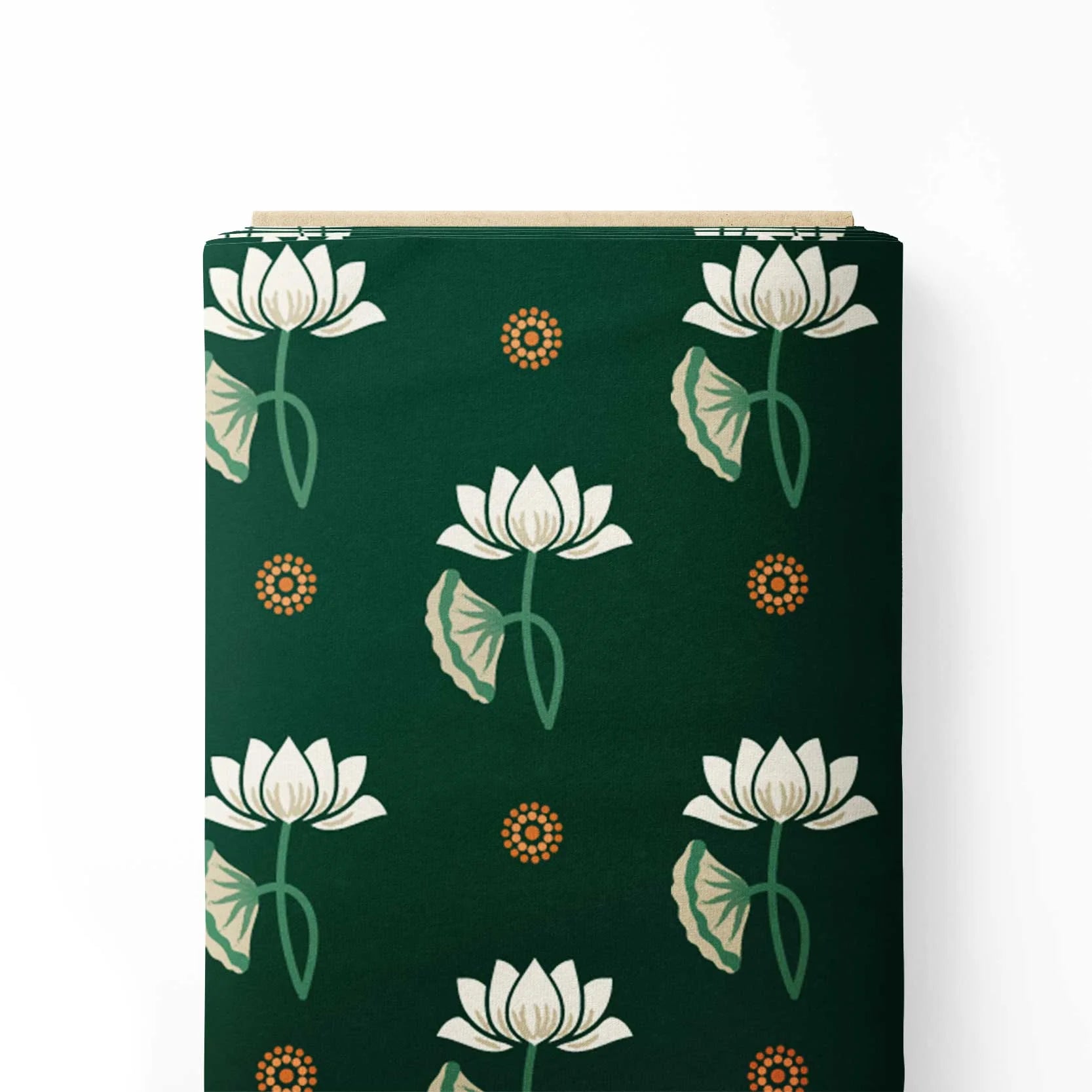 Pichwai Neutral Lotus in Bottle Green