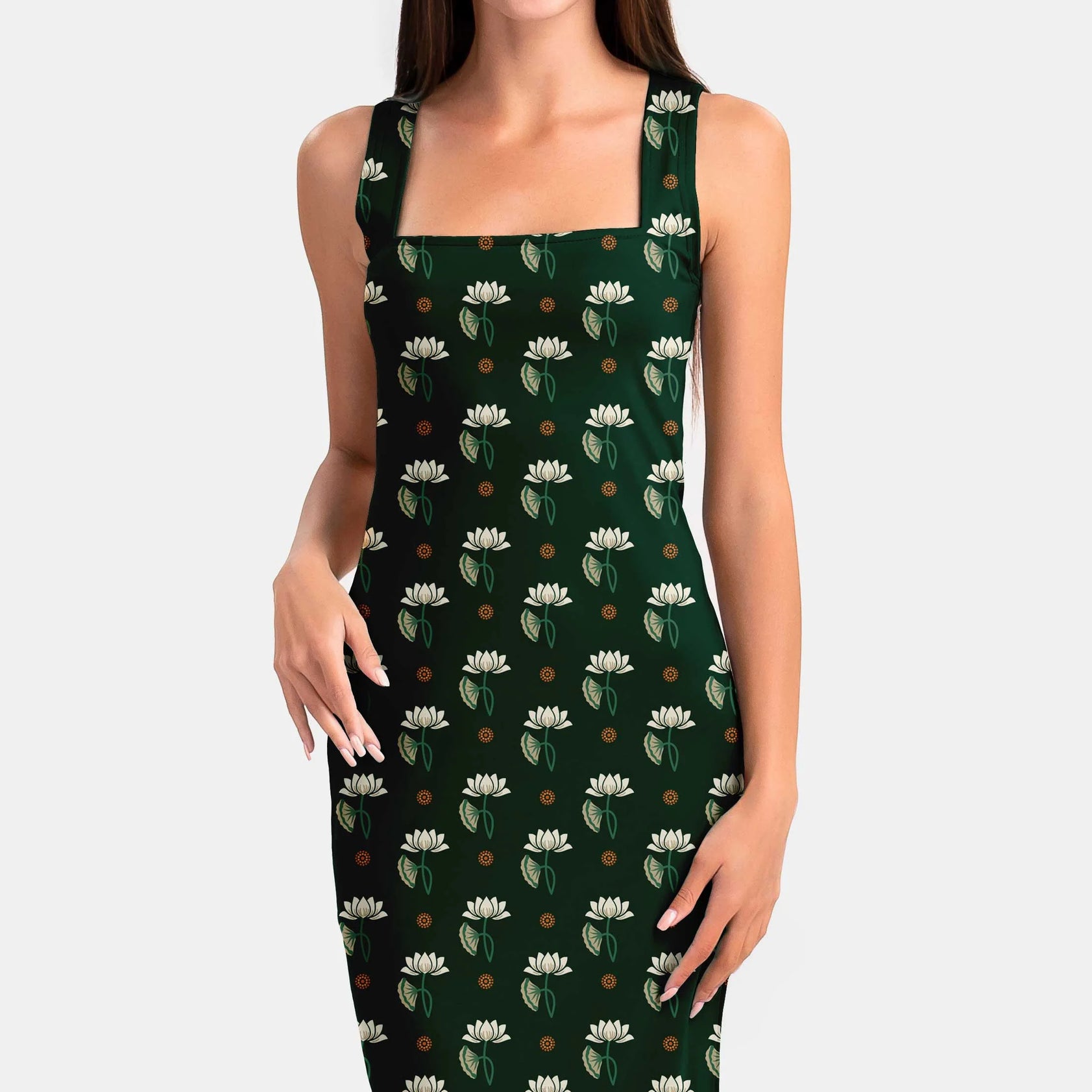 Pichwai Neutral Lotus in Bottle Green