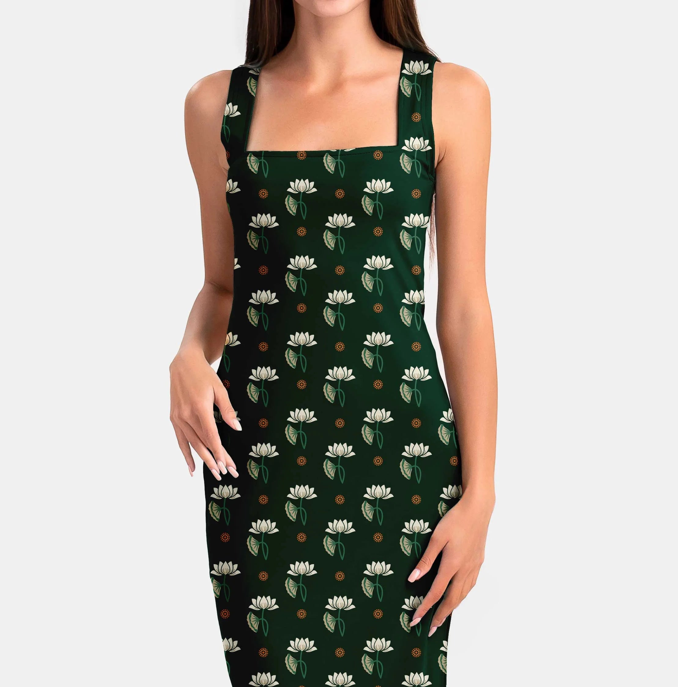 Pichwai Neutral Lotus in Bottle Green