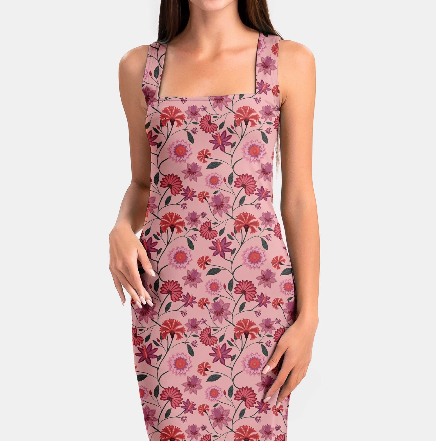 Chintz Style Peach Print Fabric