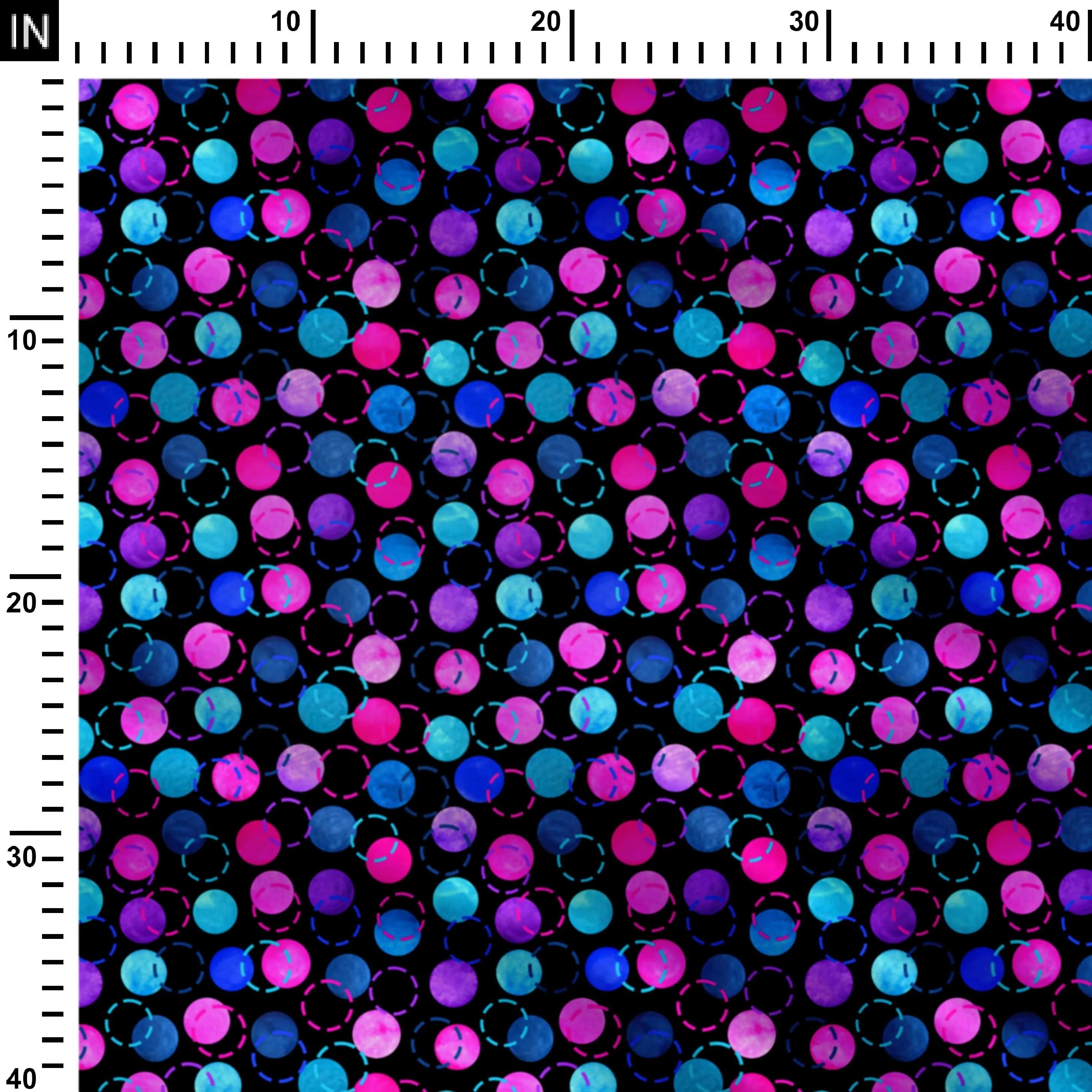 Painted Polka Dots And Dashed Circles Print Fabric