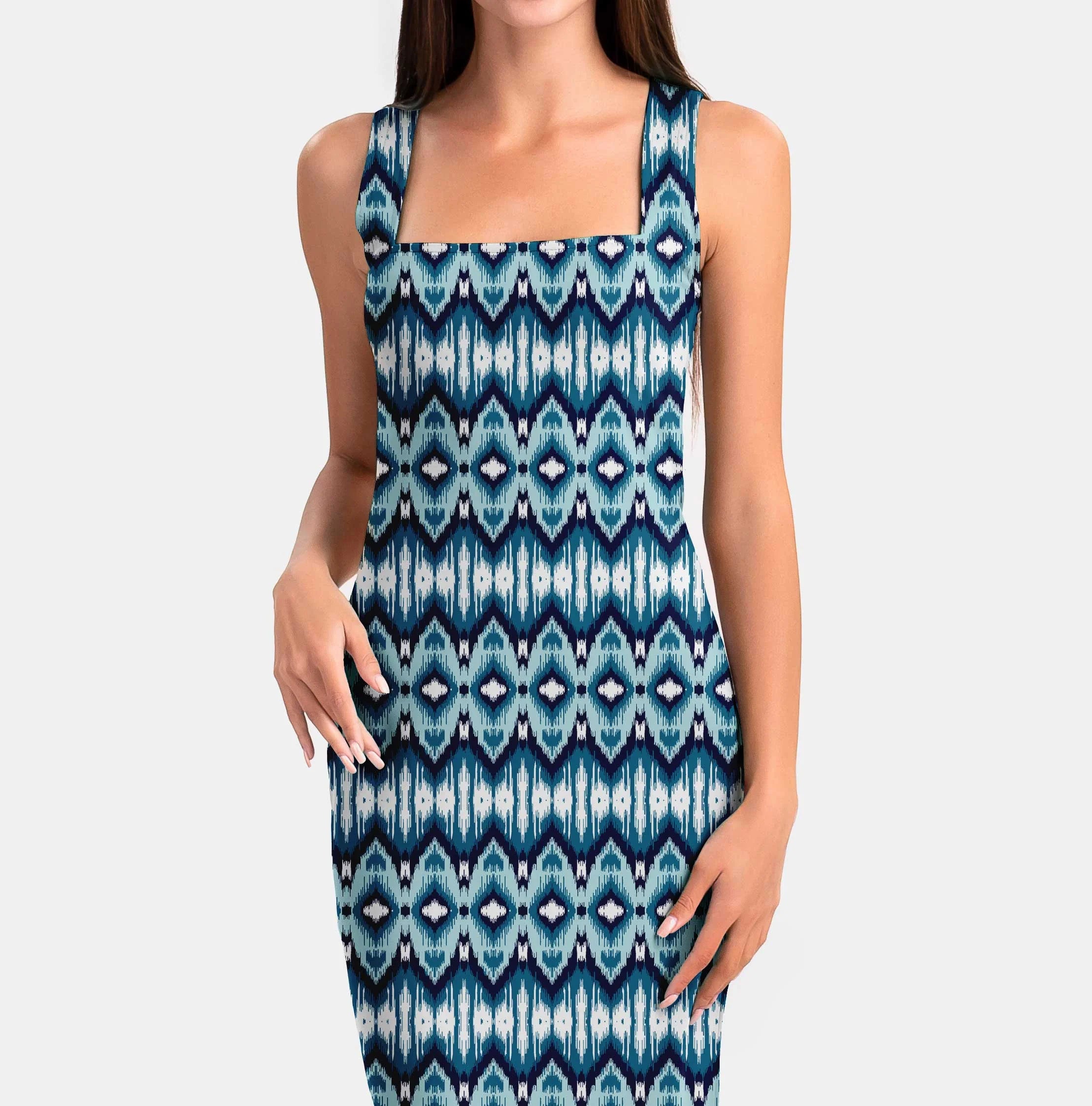 Havana Blue Ikat Print Fabric