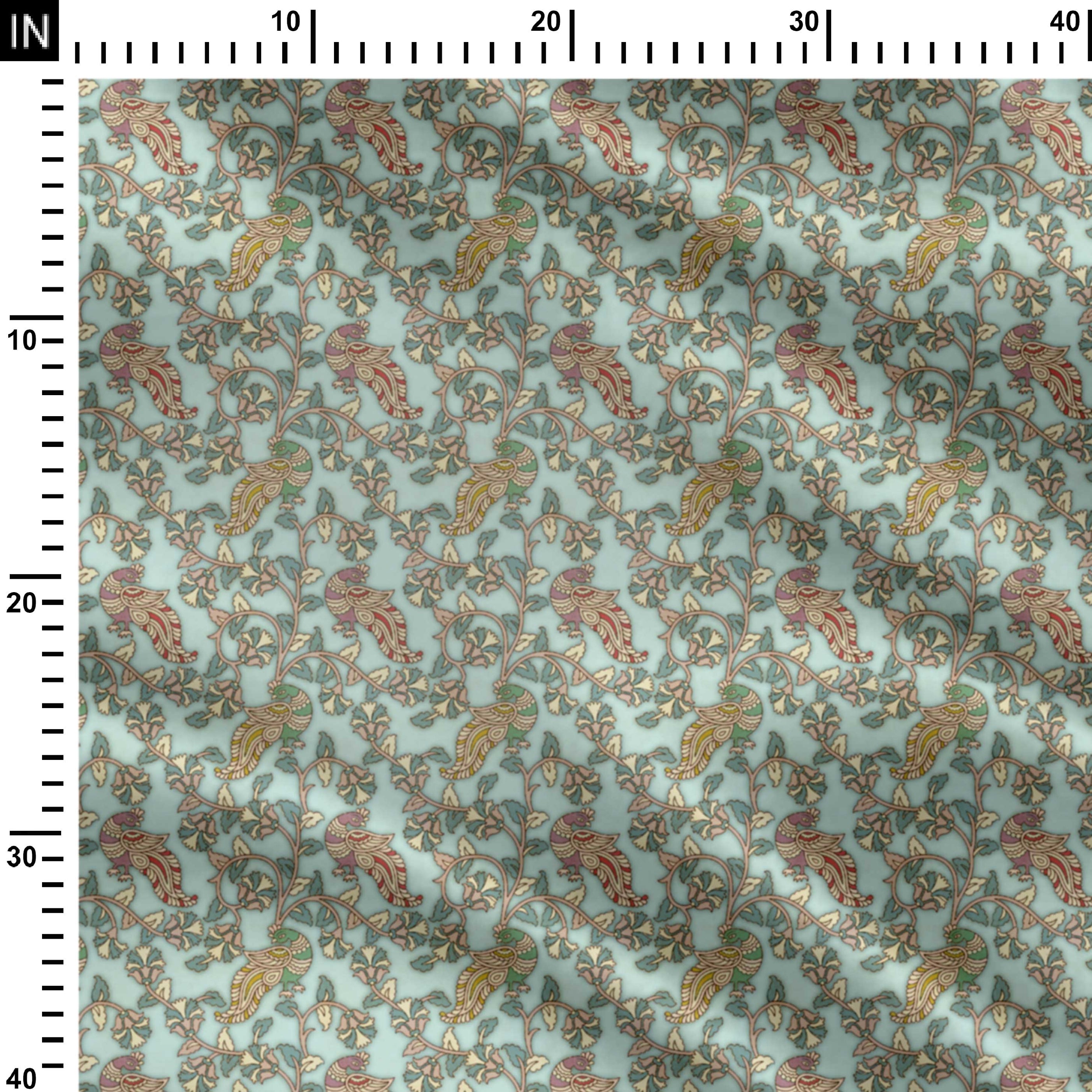 light toon kalamkari Print Fabric