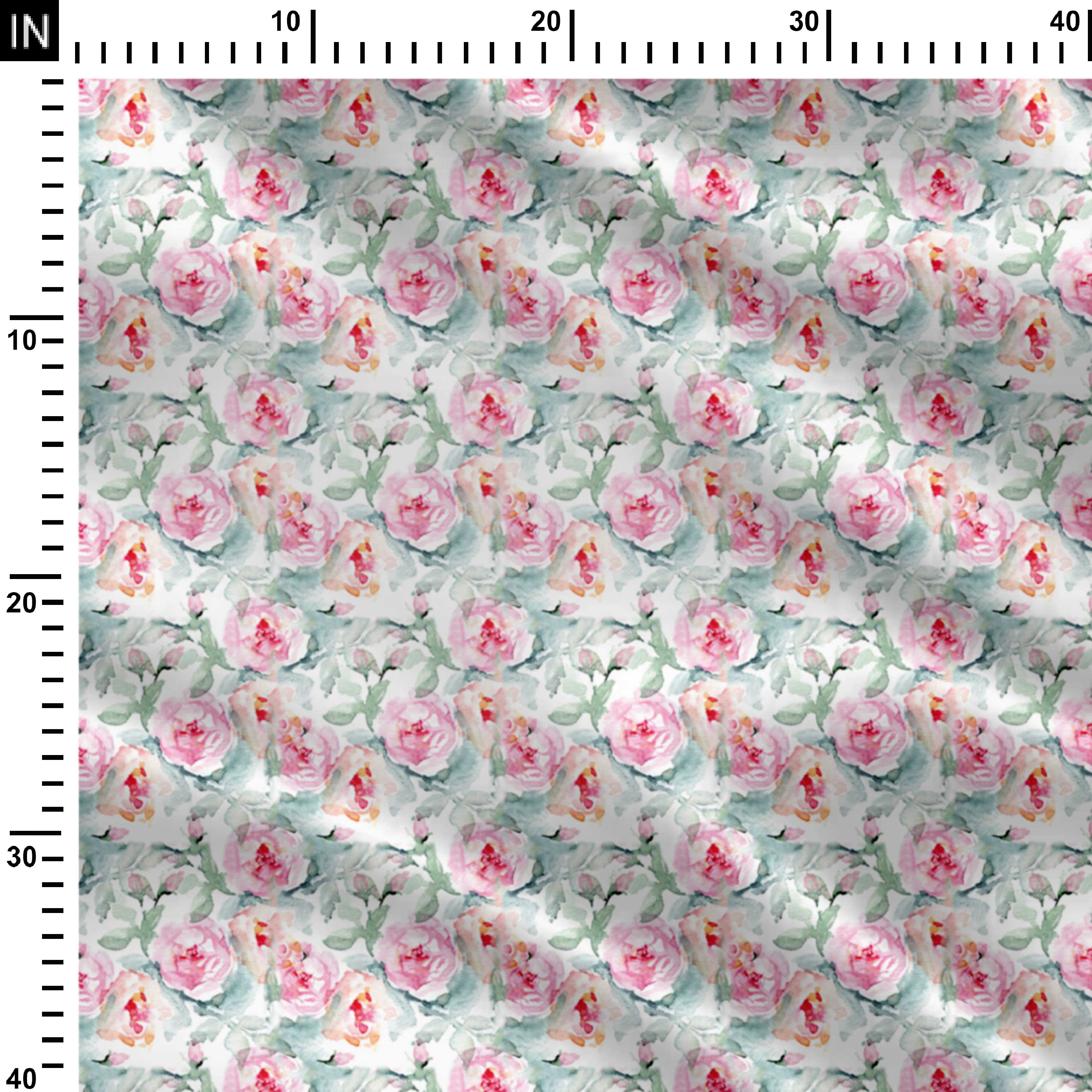 Water Rose Splashes Print Fabric