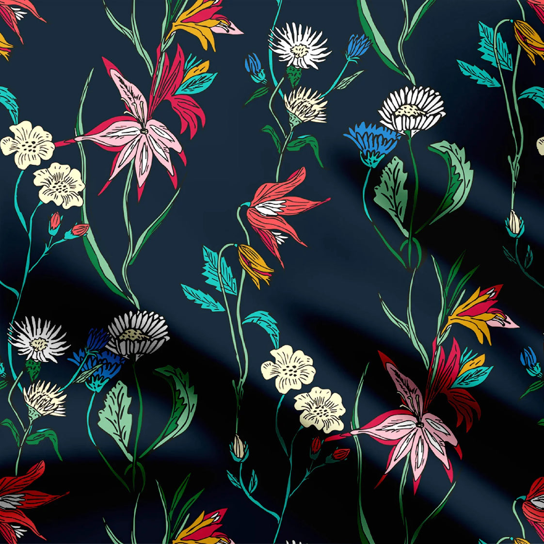 Dark Sea World Print Fabric
