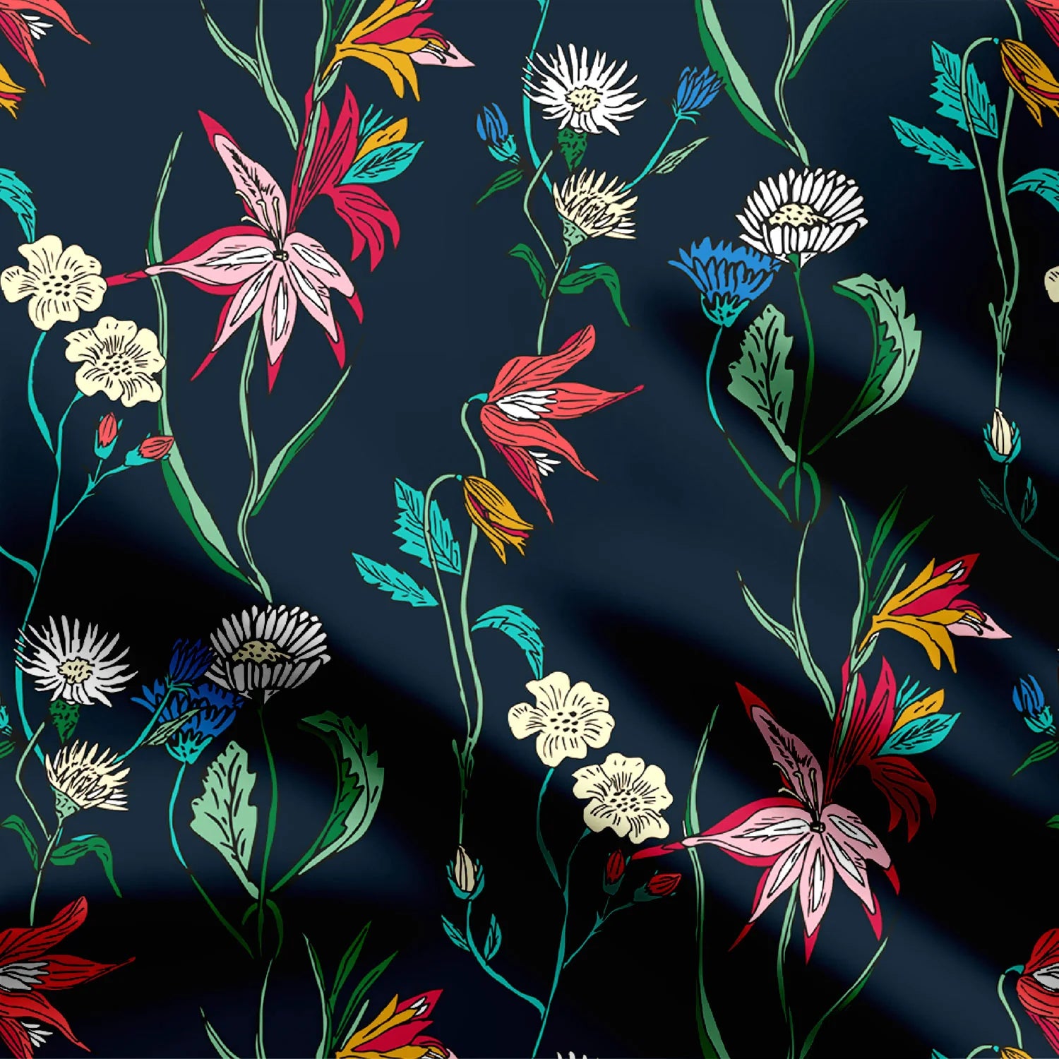 Dark Sea World Print Fabric