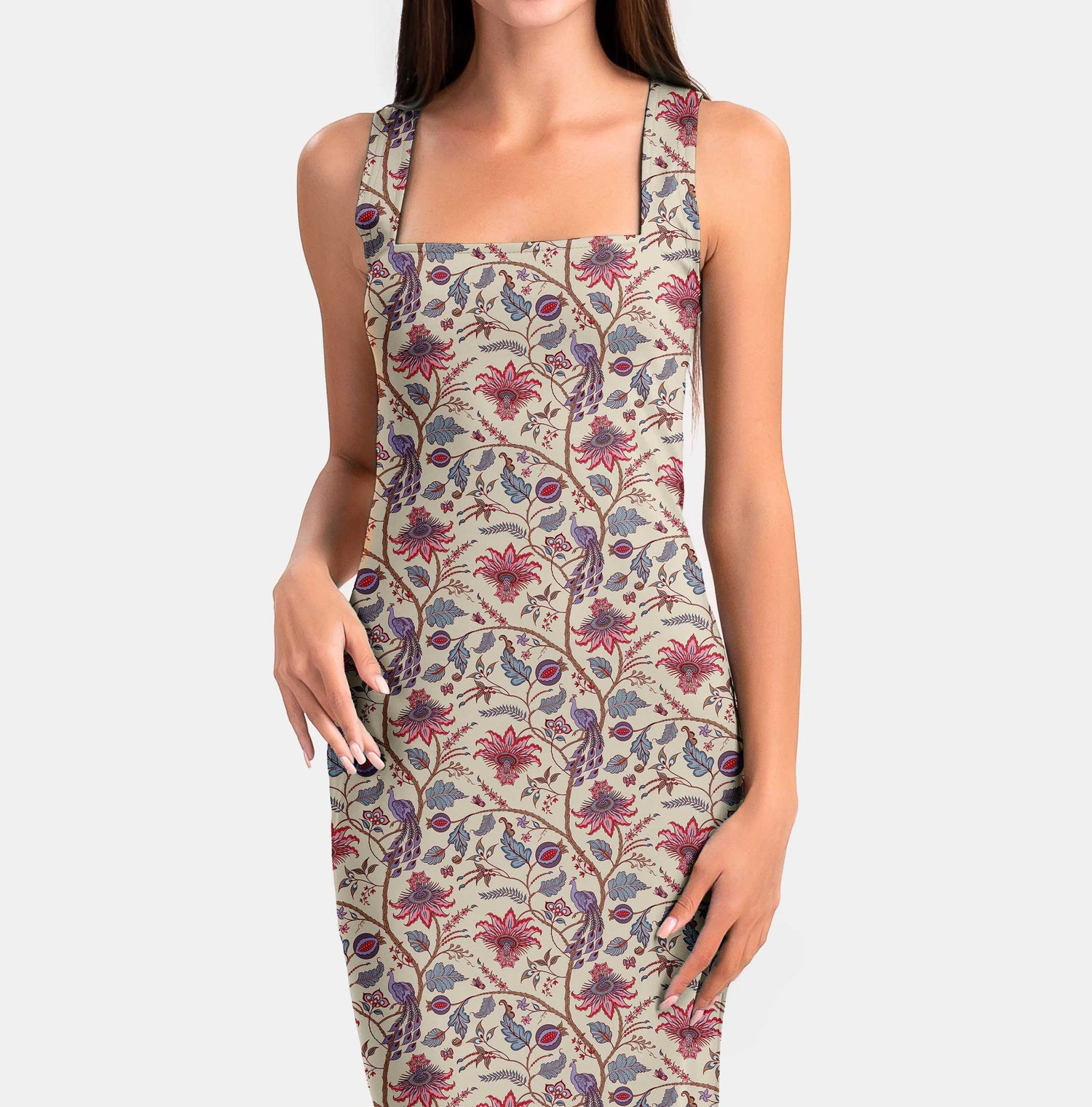 Indian floral Passion and peacock Print Fabric