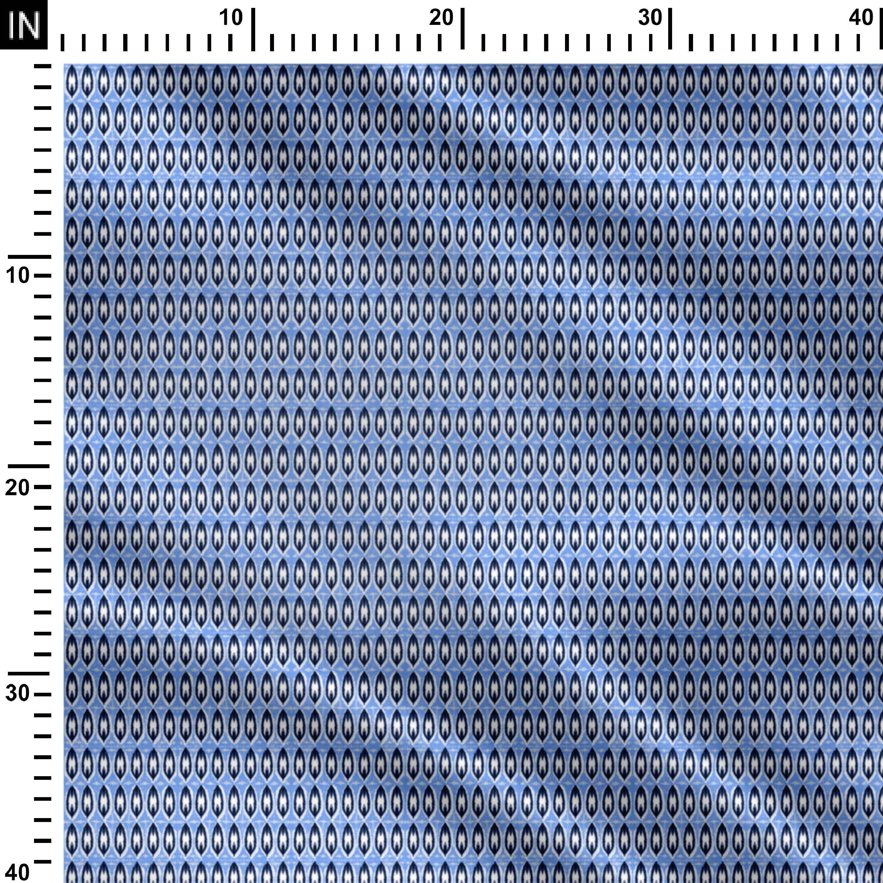 Ikat blue and white Print Fabric