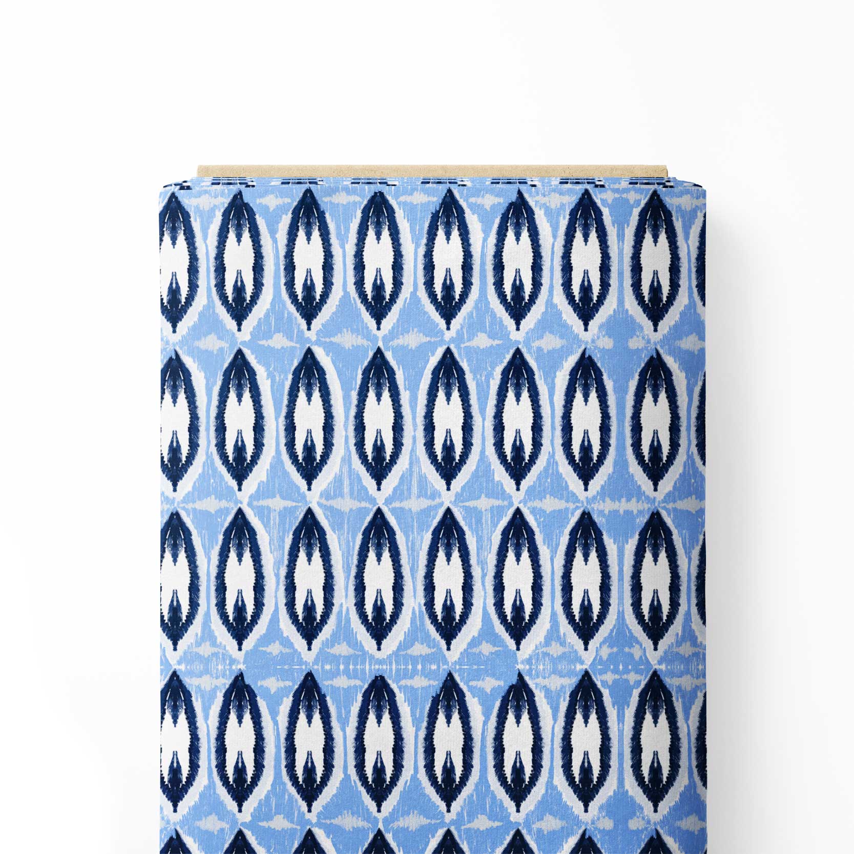 Ikat blue and white Print Fabric