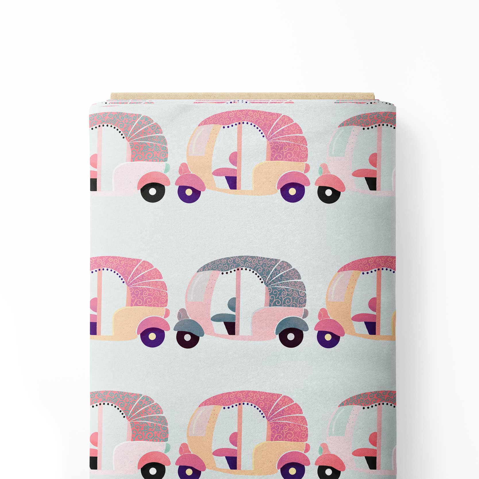 Hippie rickshaw pink, yellow and mint Print Fabri