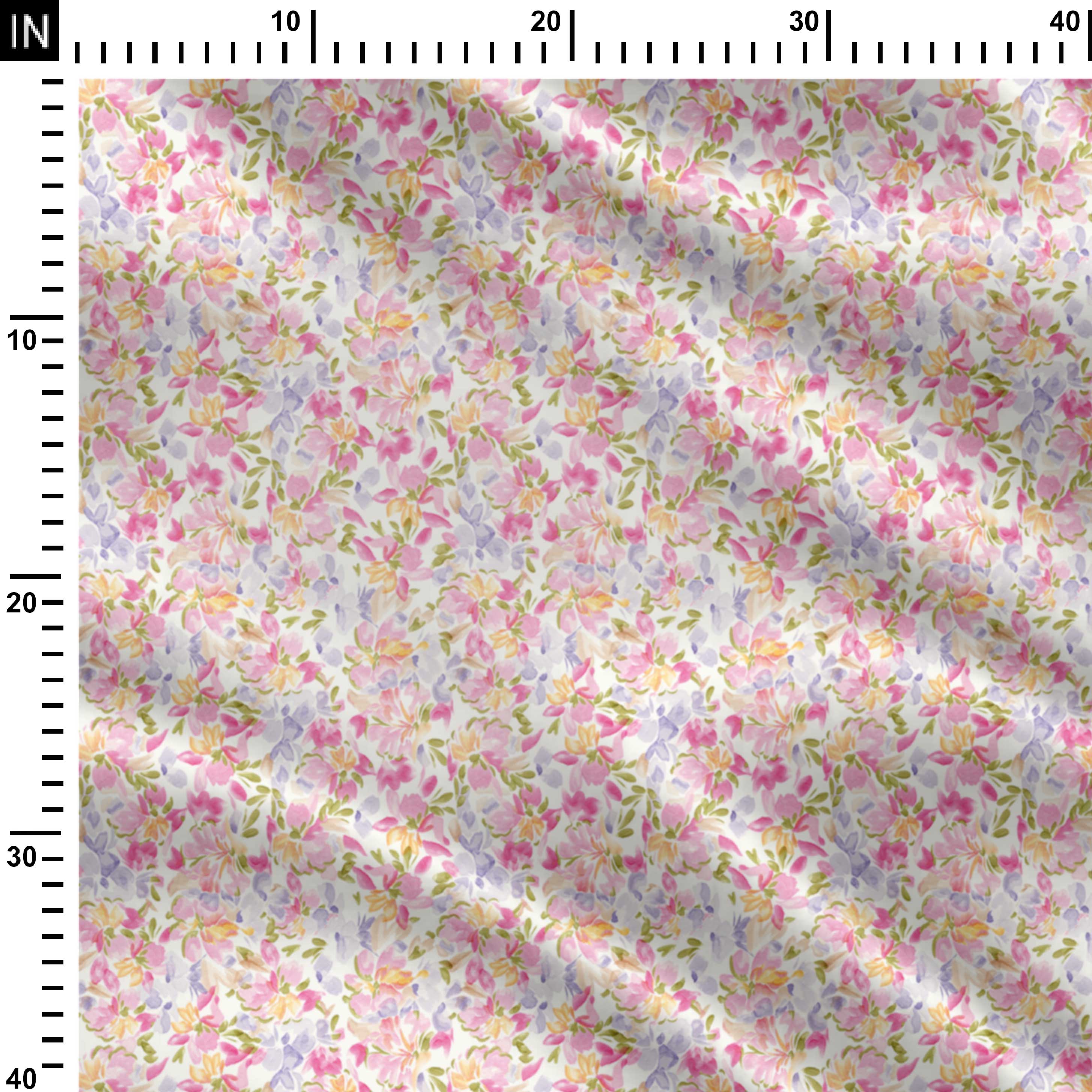 Water colour effect floral allover Print Fabric