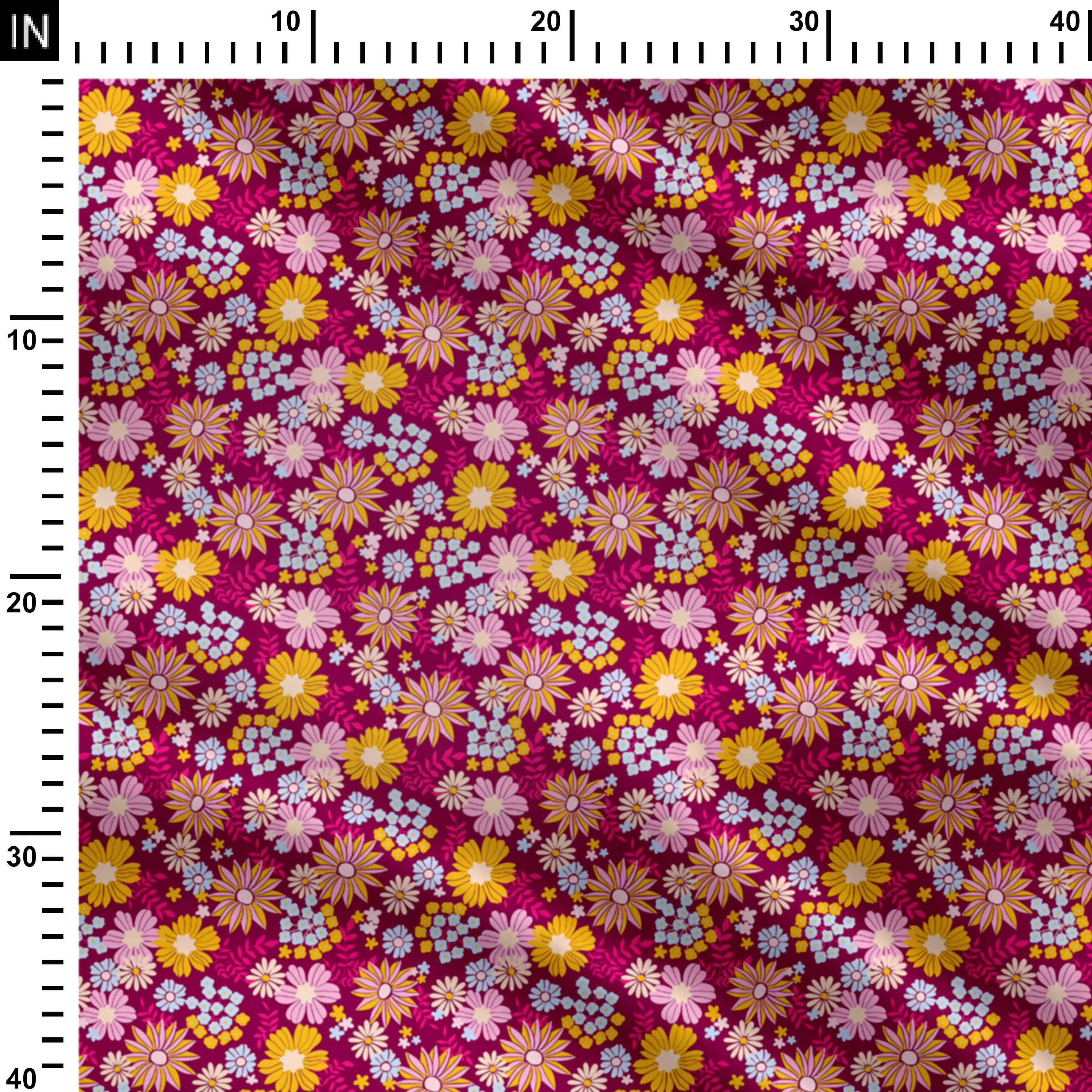 Natures Canvas megenta Print Fabric