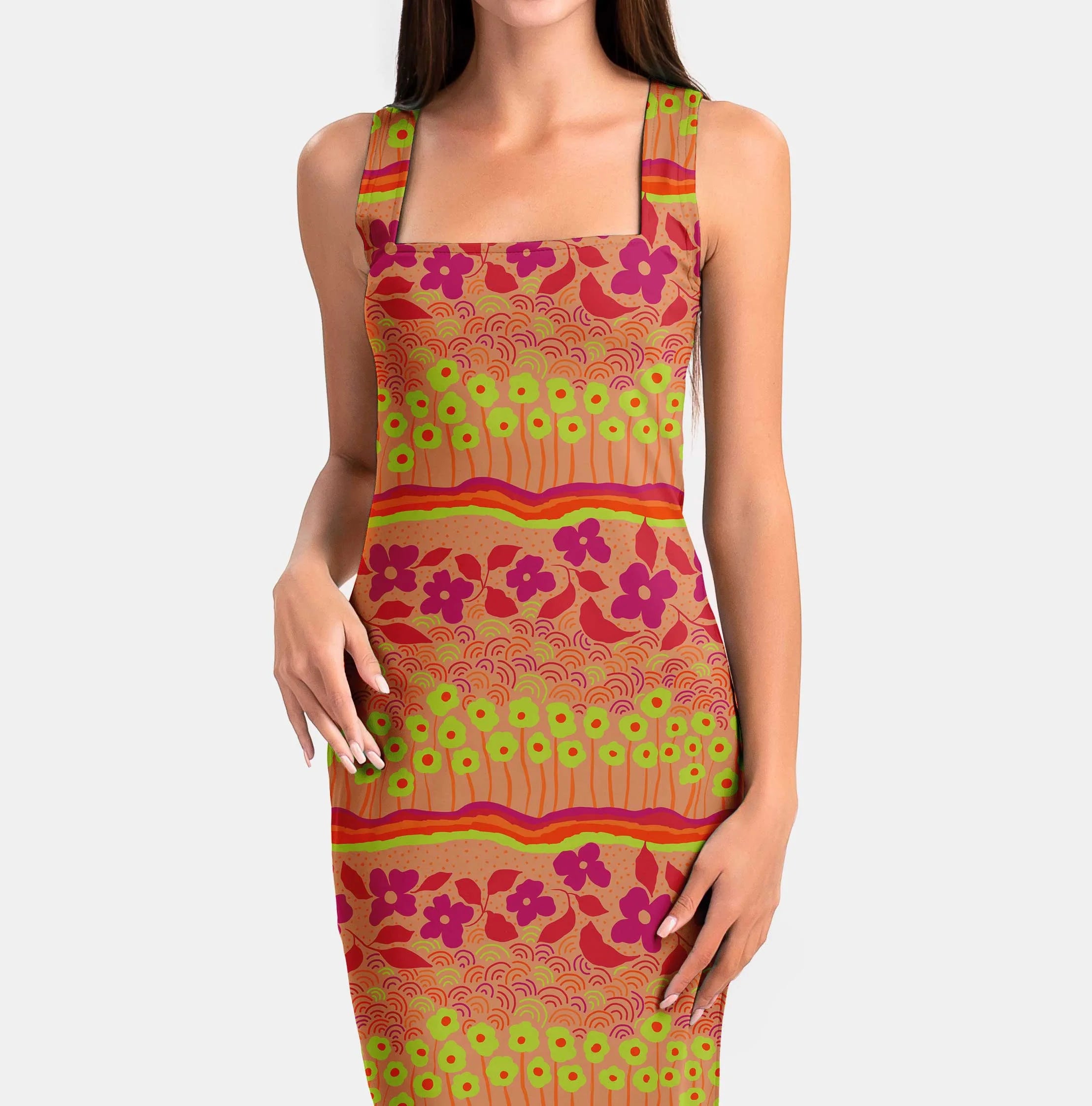 Blue Blossoms Tiers Print Fabric