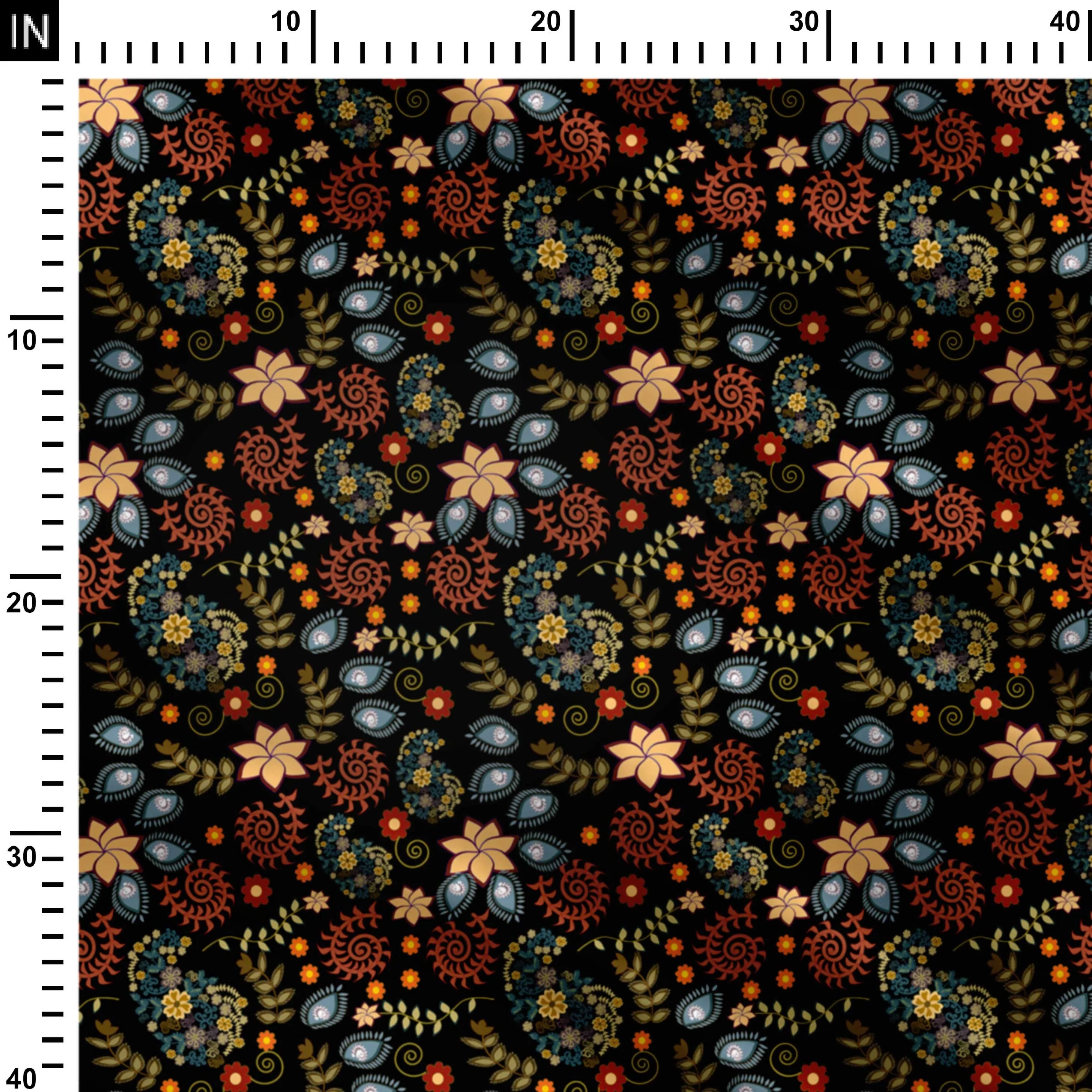 Kalamkari Black 2 Print Fabric