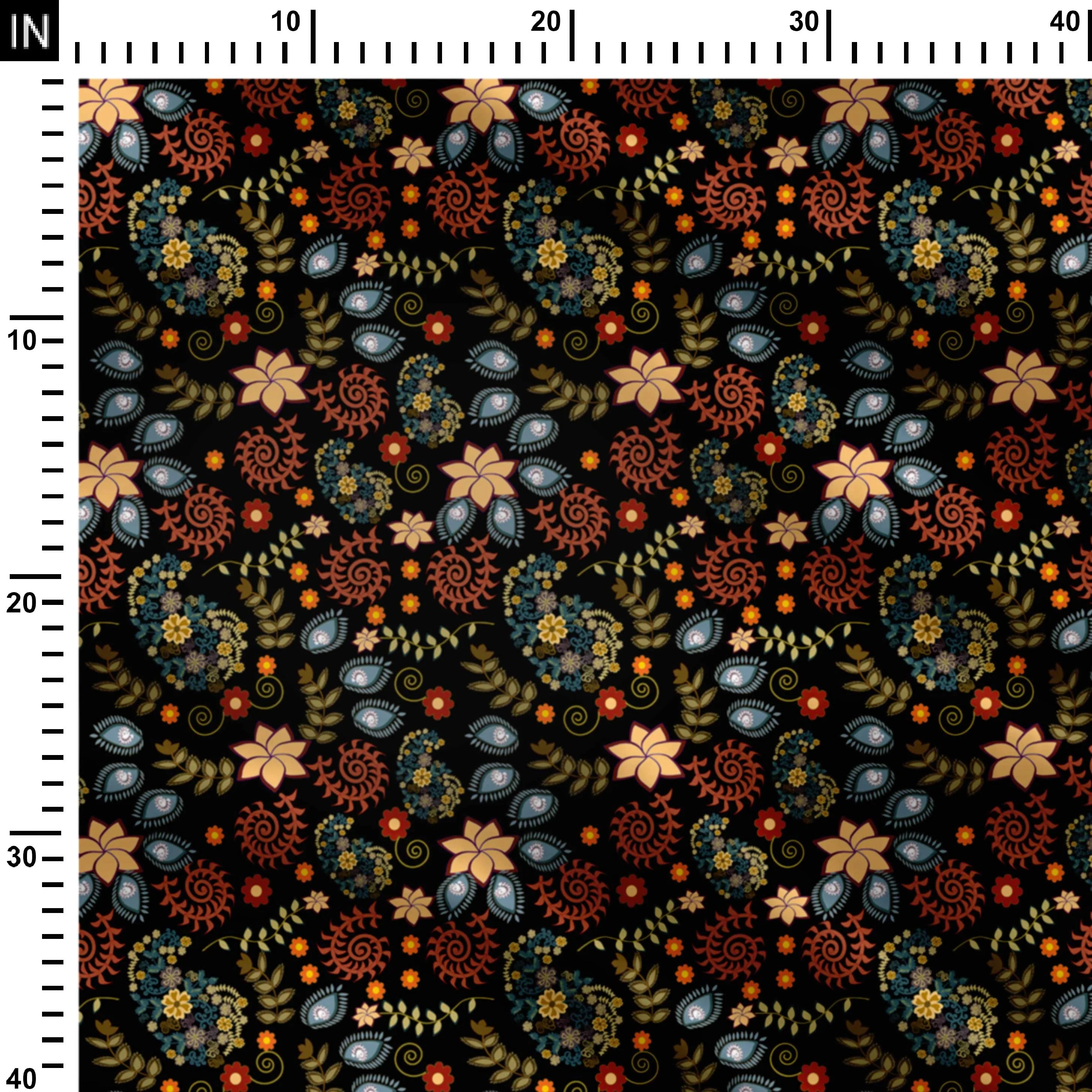Kalamkari Black 2 Print Fabric