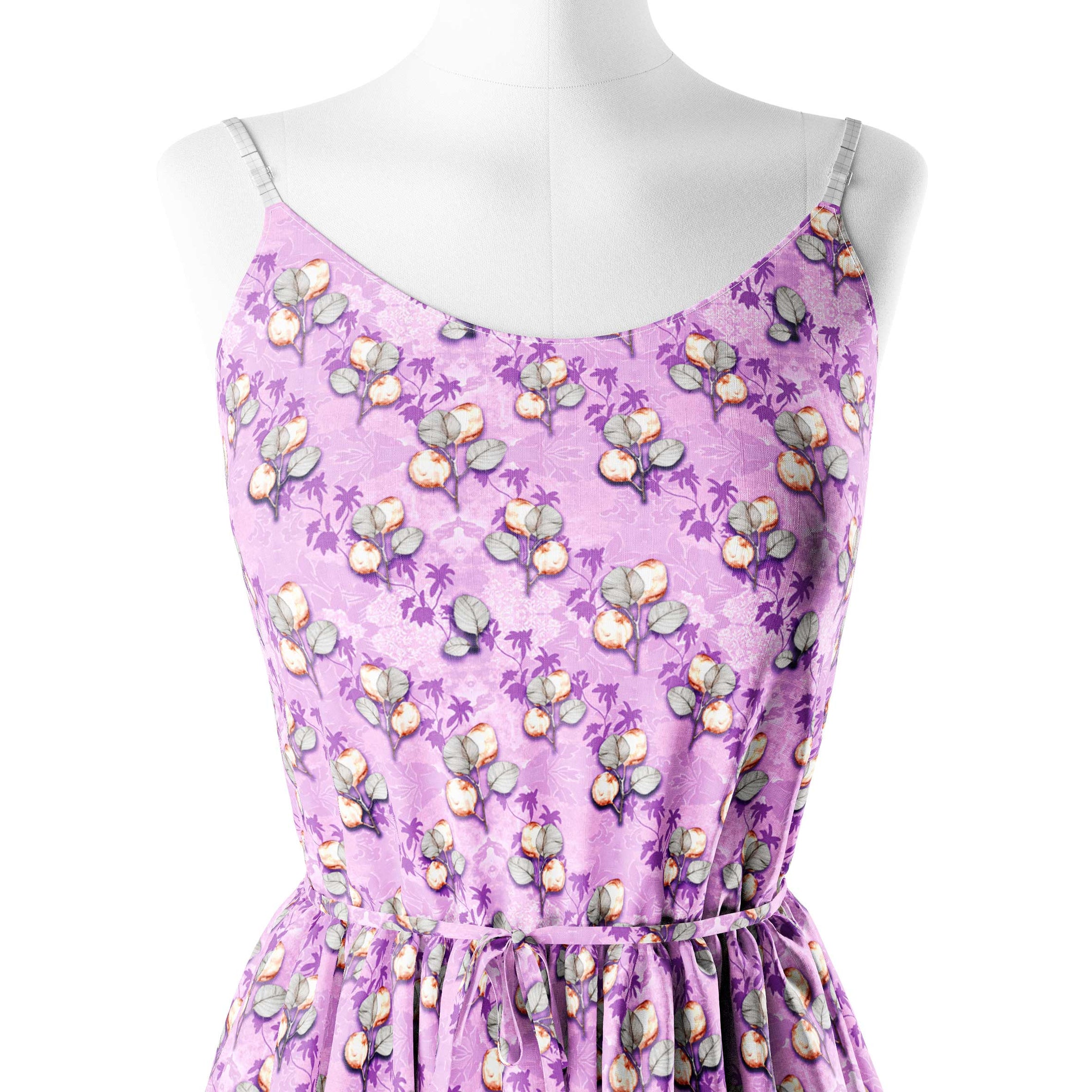 Lilac Feuilles Print Fabric